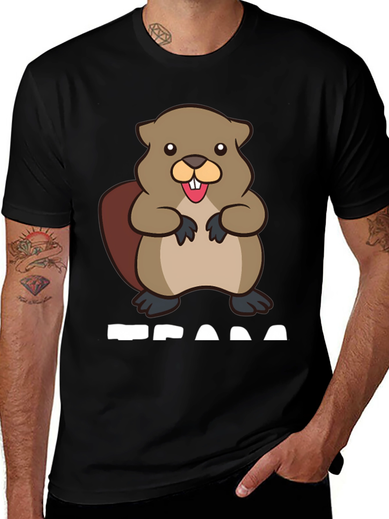 Variant 30 of Funny Beaver Graphic T-Shirt - Unisex Black Tee