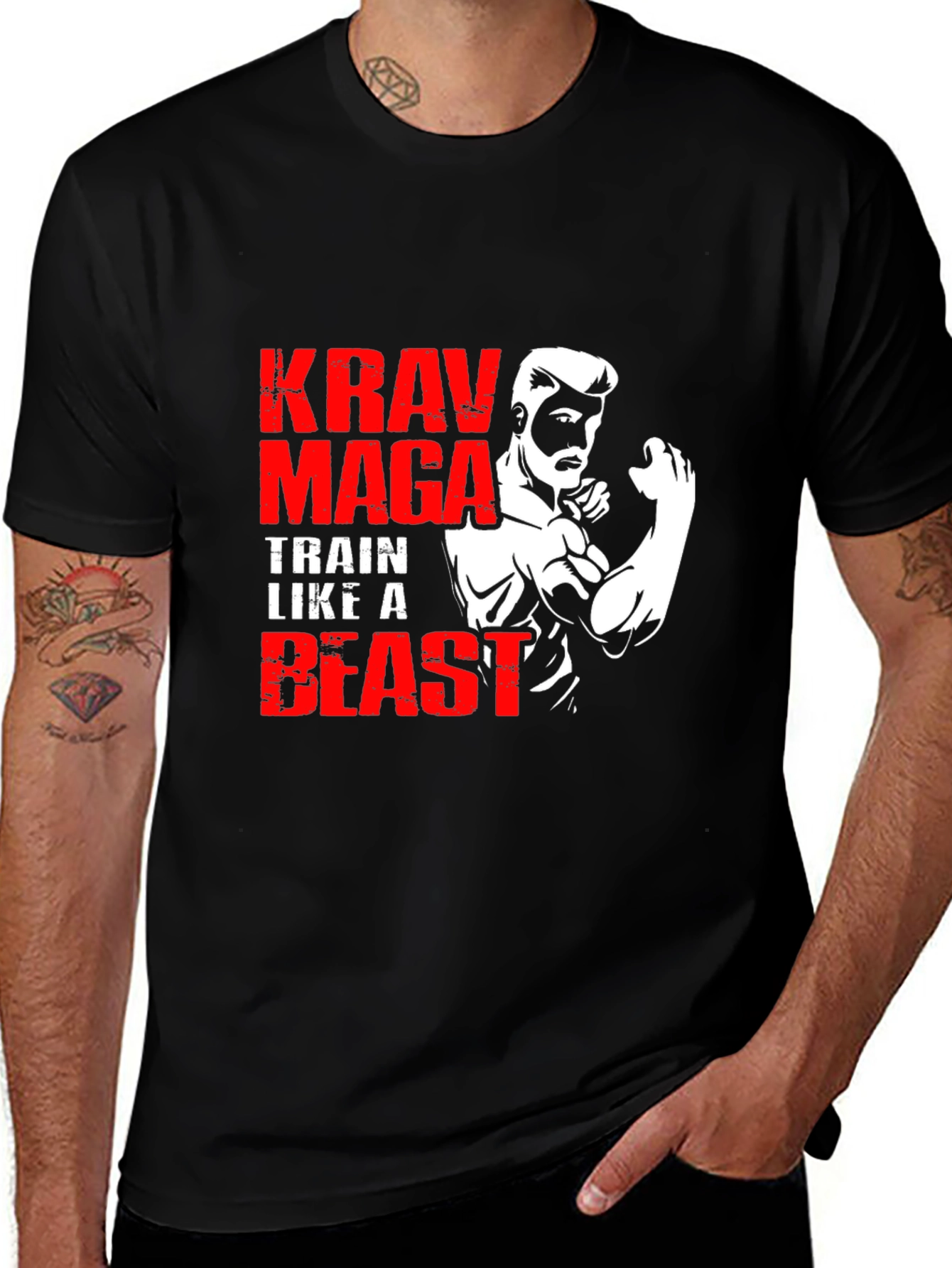 Krav Maga Train Like A Beast Black T-Shirt