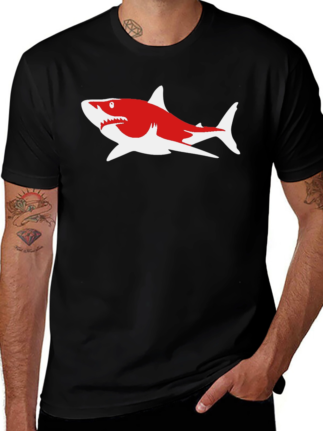 Variant 11 of Shark Graphic Tee - Casual Cotton Blend Shirt