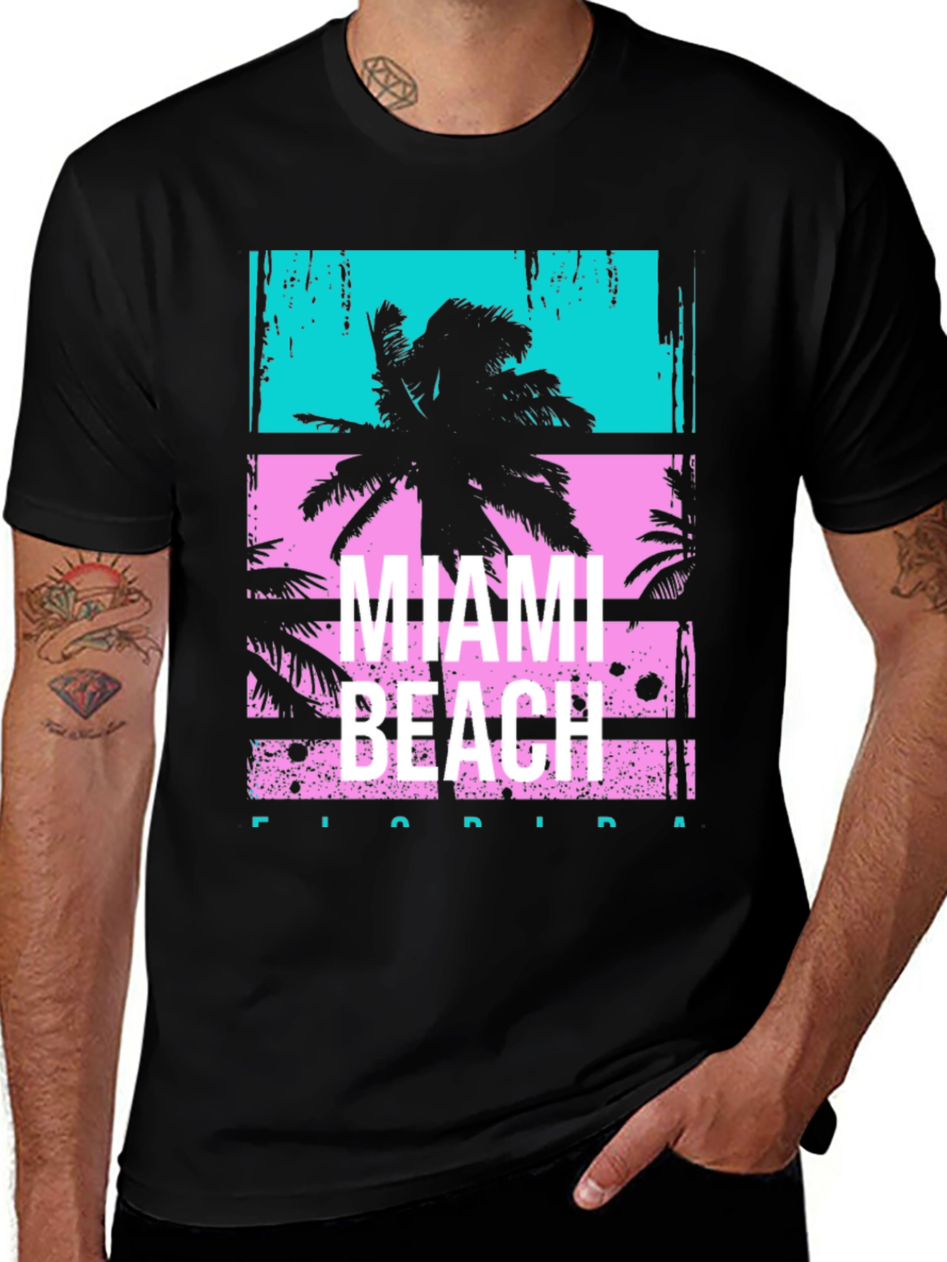 Variant 10 of Miami Beach Florida T-Shirt - Palm Tree Graphic Tee