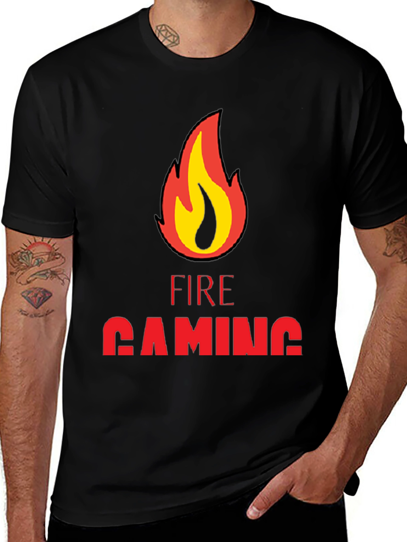 Variant 11 of Fire Gaming Black T-Shirt