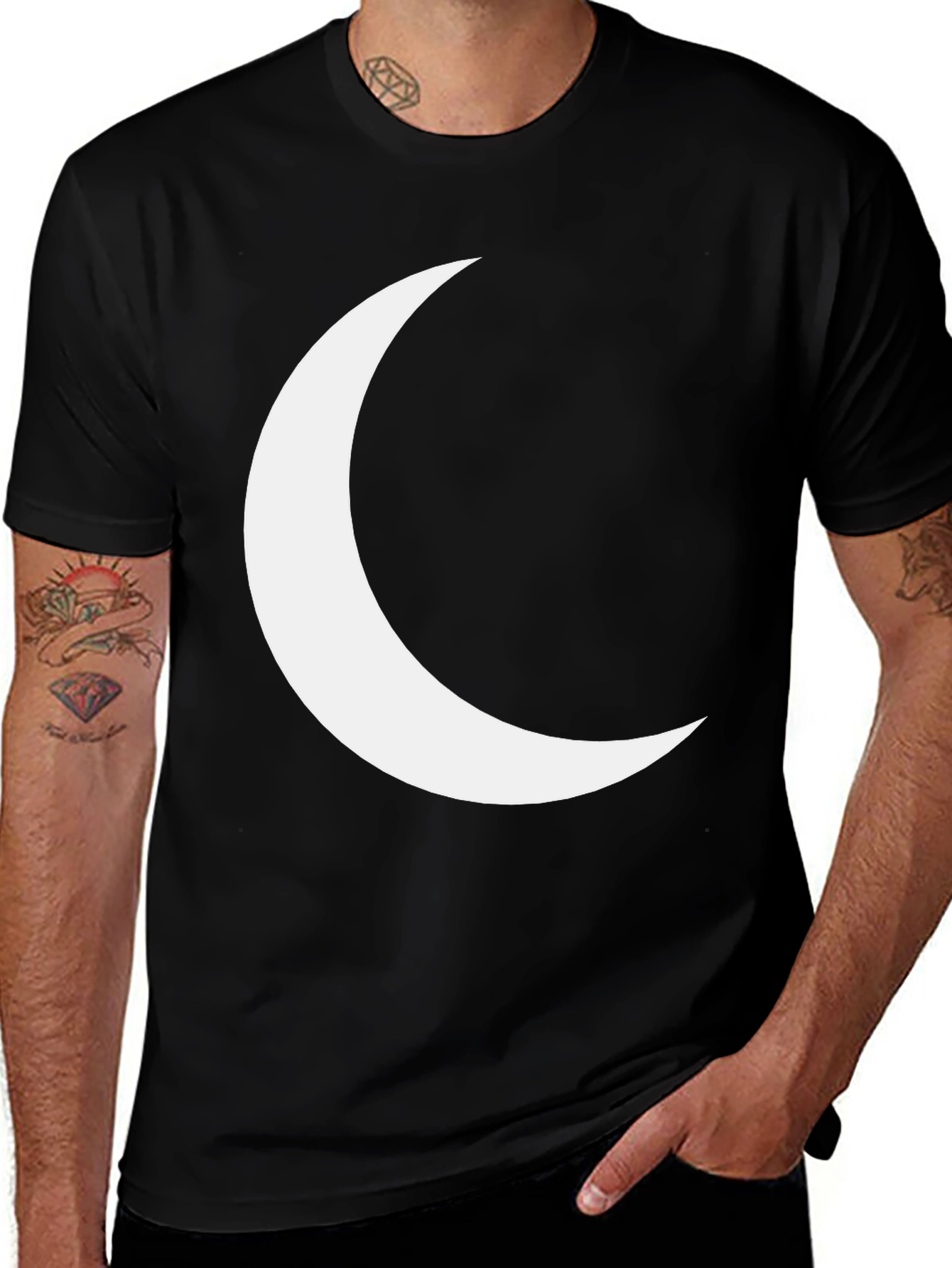 Black Crescent Moon Graphic T-Shirt