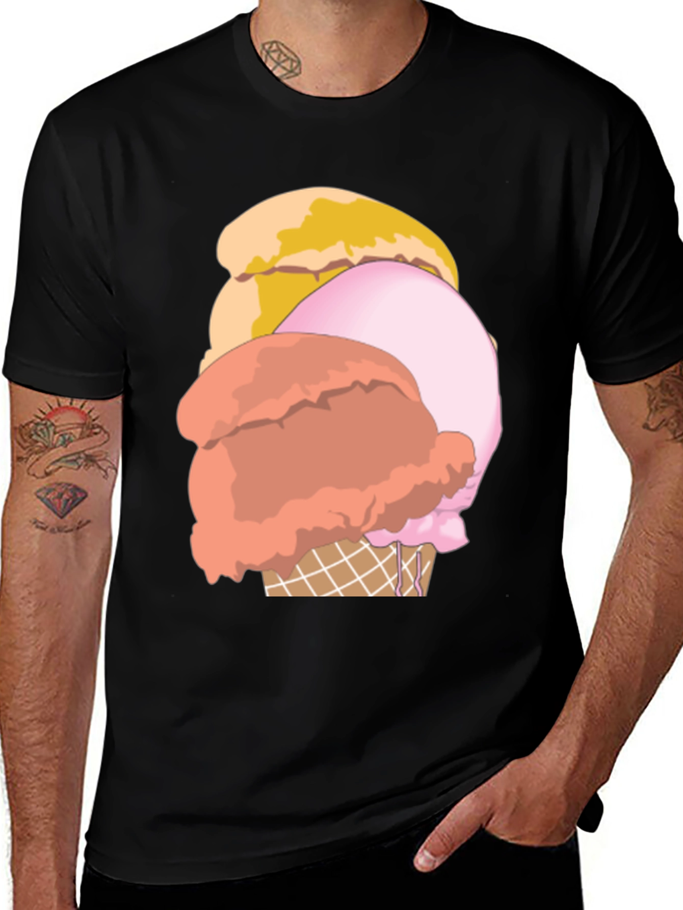 Variant 23 of Ice Cream Graphic Tee - Casual Black T-Shirt