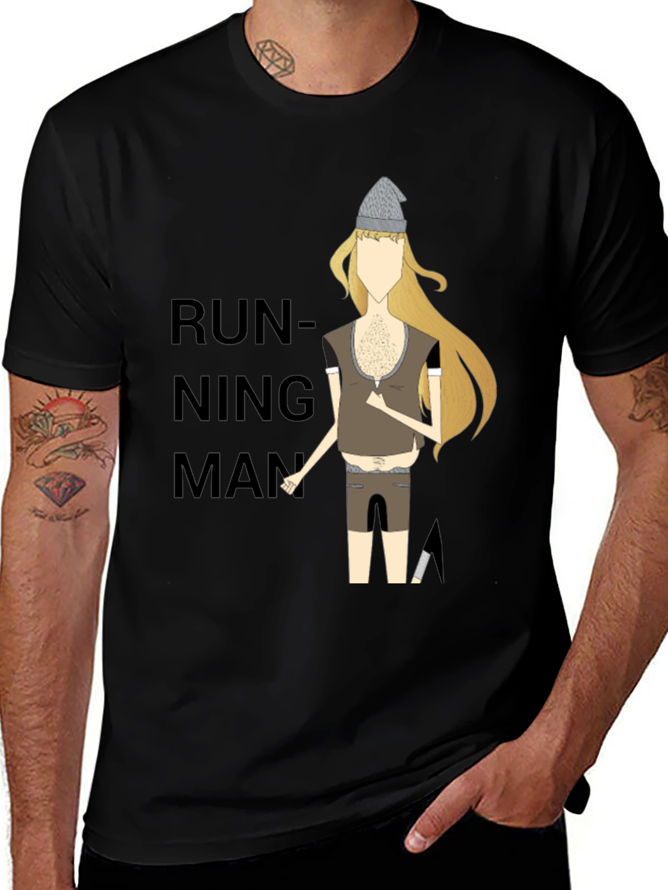 Variant 28 of Running Man Graphic Tee - Unisex Black T-Shirt
