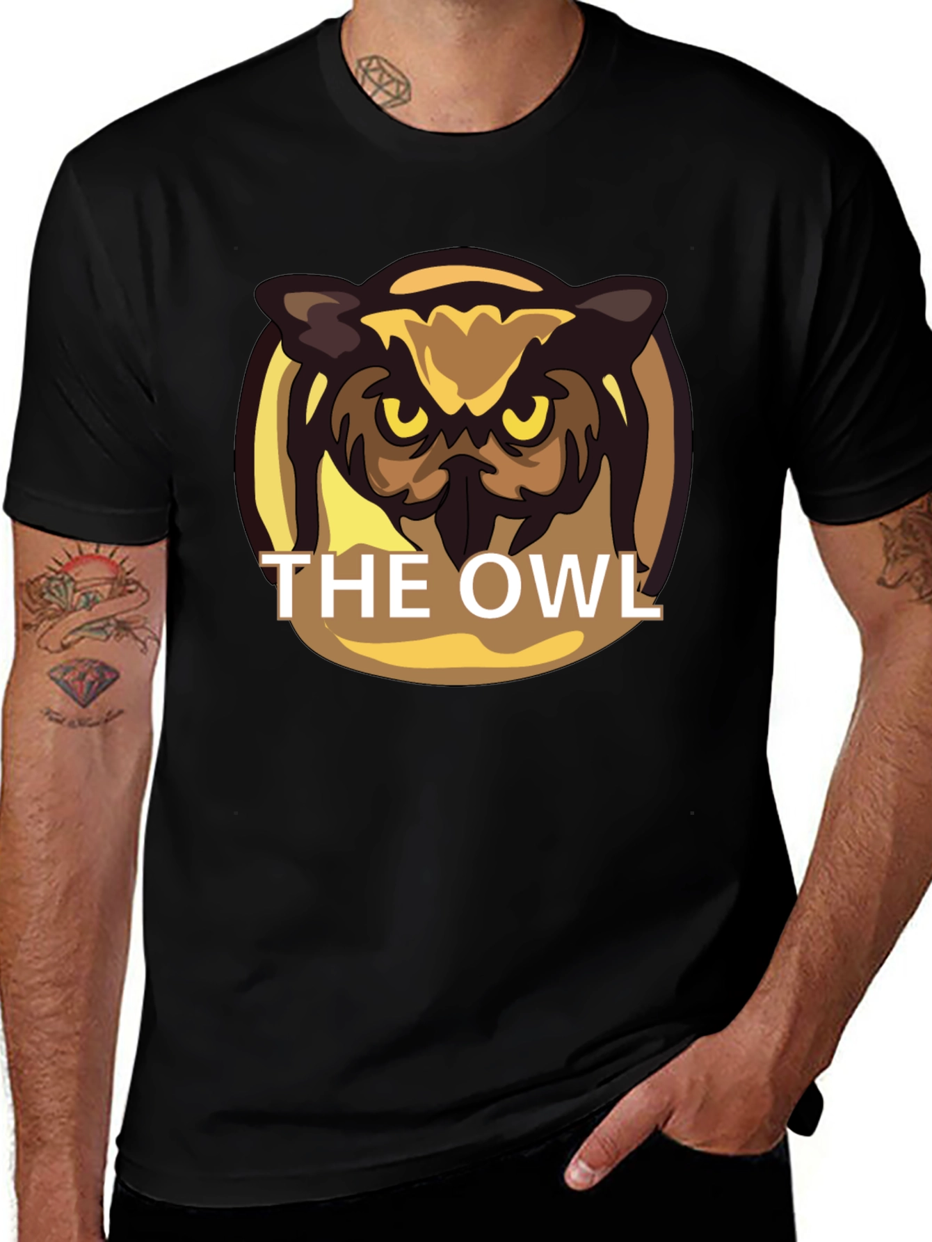 Variant 18 of The Owl Graphic Print Black T-Shirt