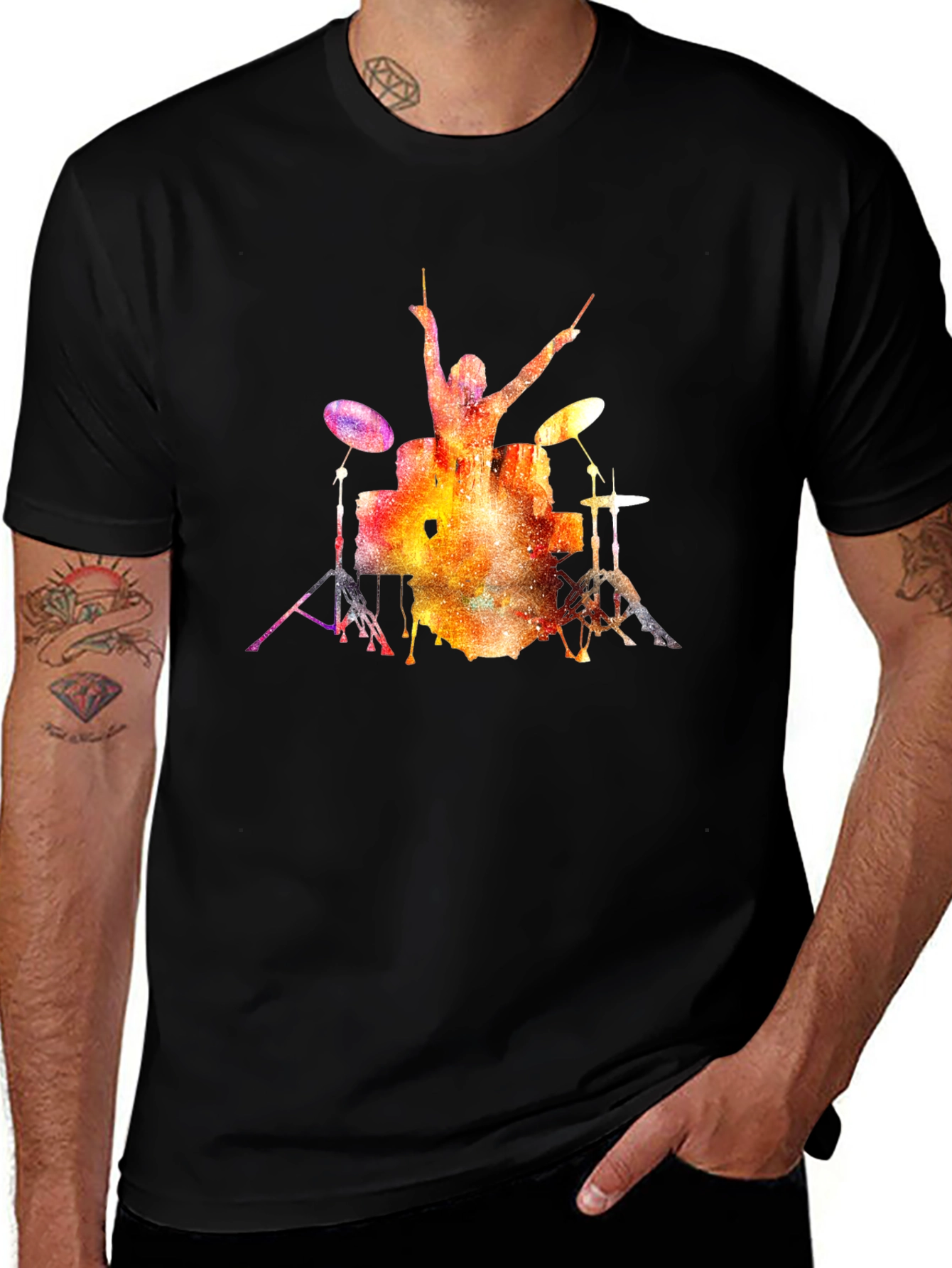 Variant 12 of Watercolor Drummer T-Shirt - Music Lover Tee