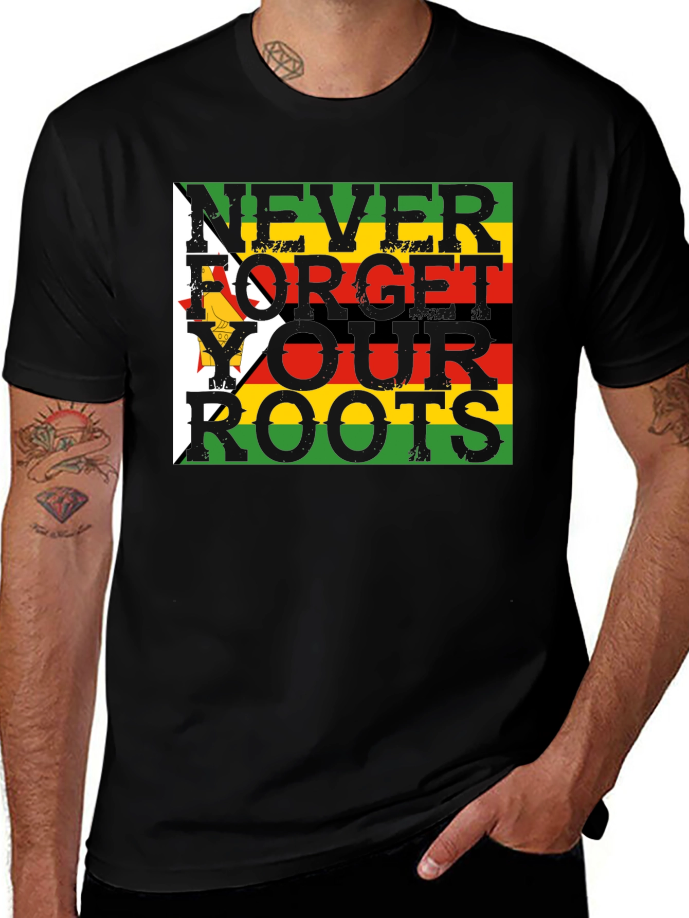Zimbabwe Flag Roots Black T-Shirt