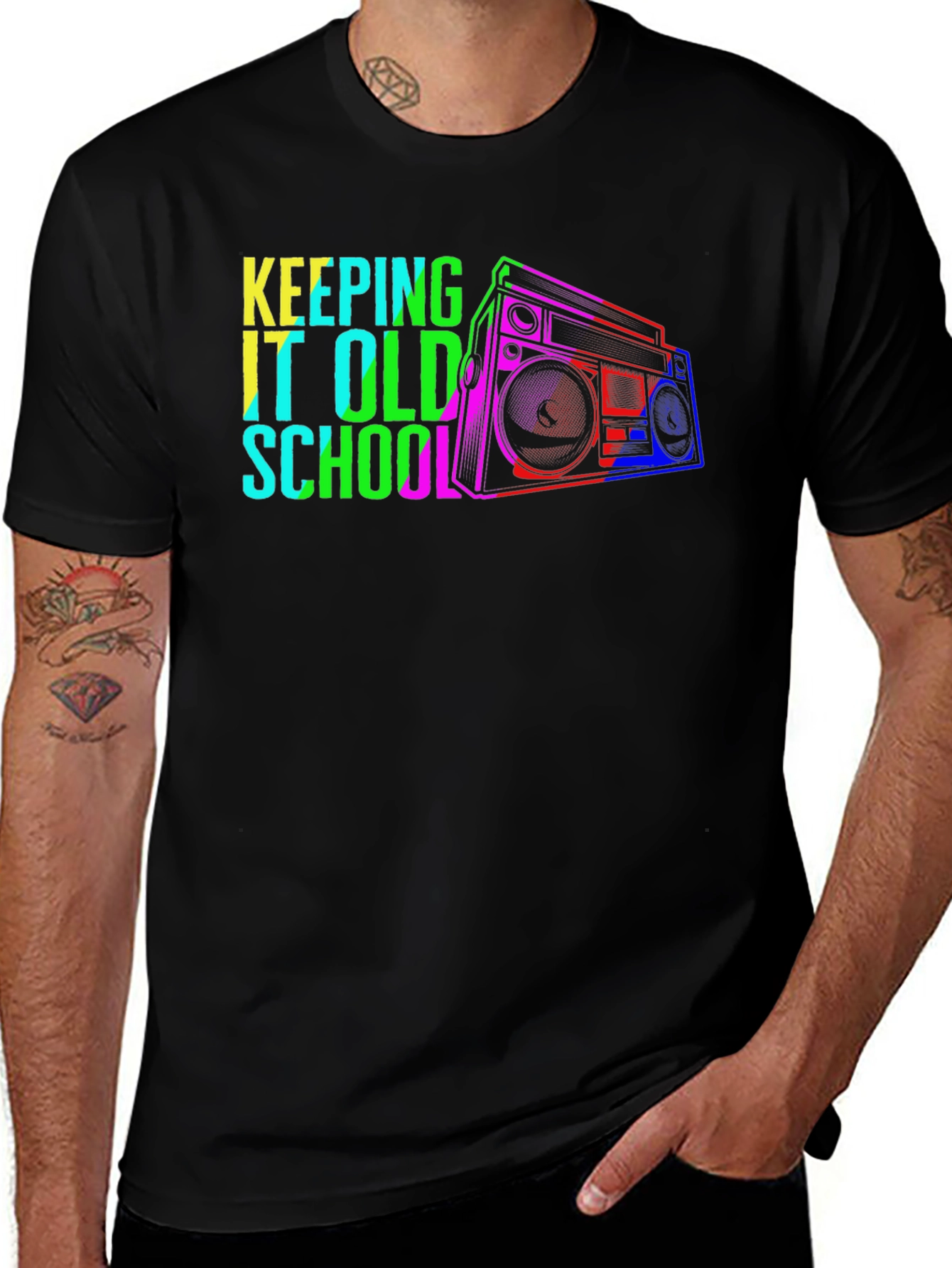 Variant 23 of Retro Boombox Graphic T-Shirt - Old School Style