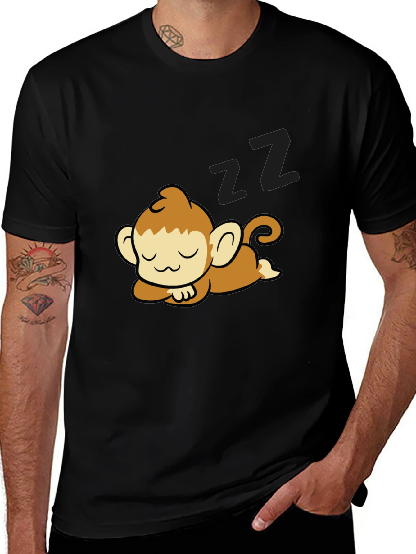 Variant 17 of Cute Sleeping Monkey Graphic Tee - Casual Comfort