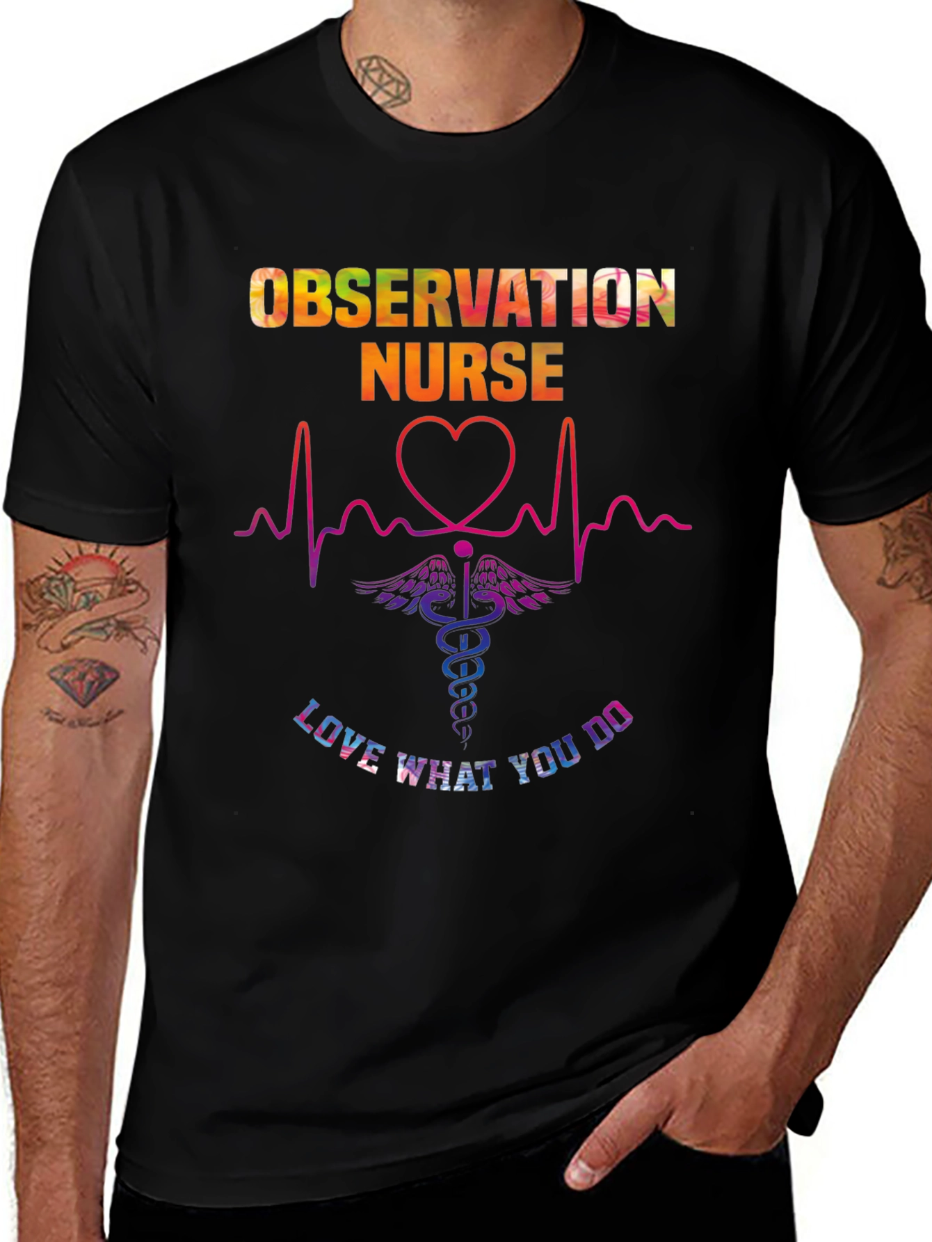 Variant 9 of Observation Nurse Love What You Do Graphic Tee