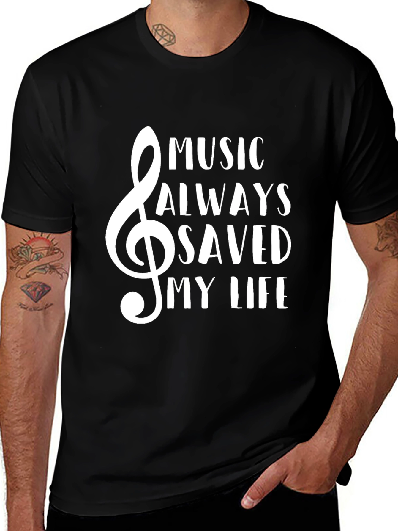 Variant 9 of Music Saved My Life Tee - Black Crewneck T-Shirt