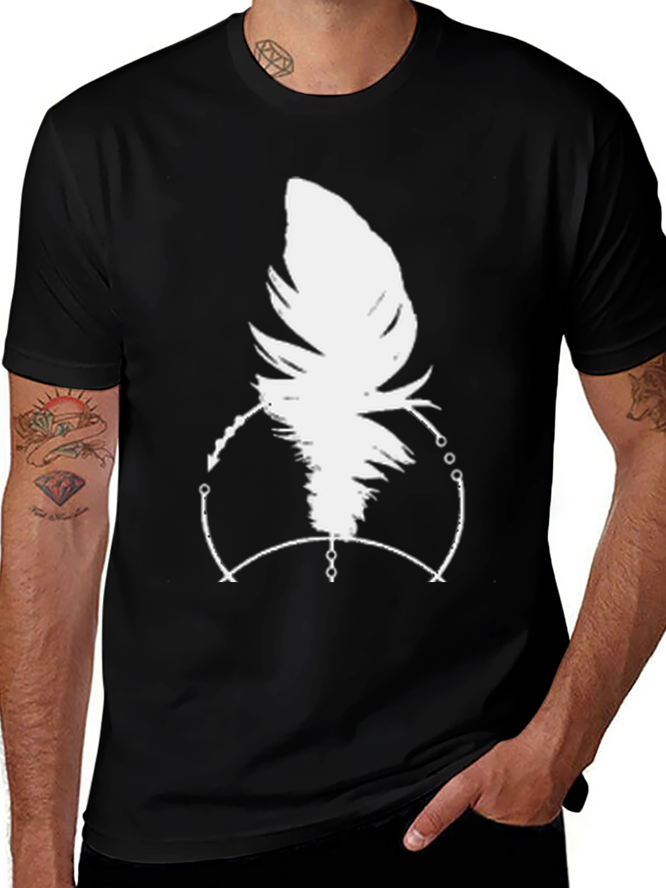 Variant 28 of Feather Graphic Black T-Shirt
