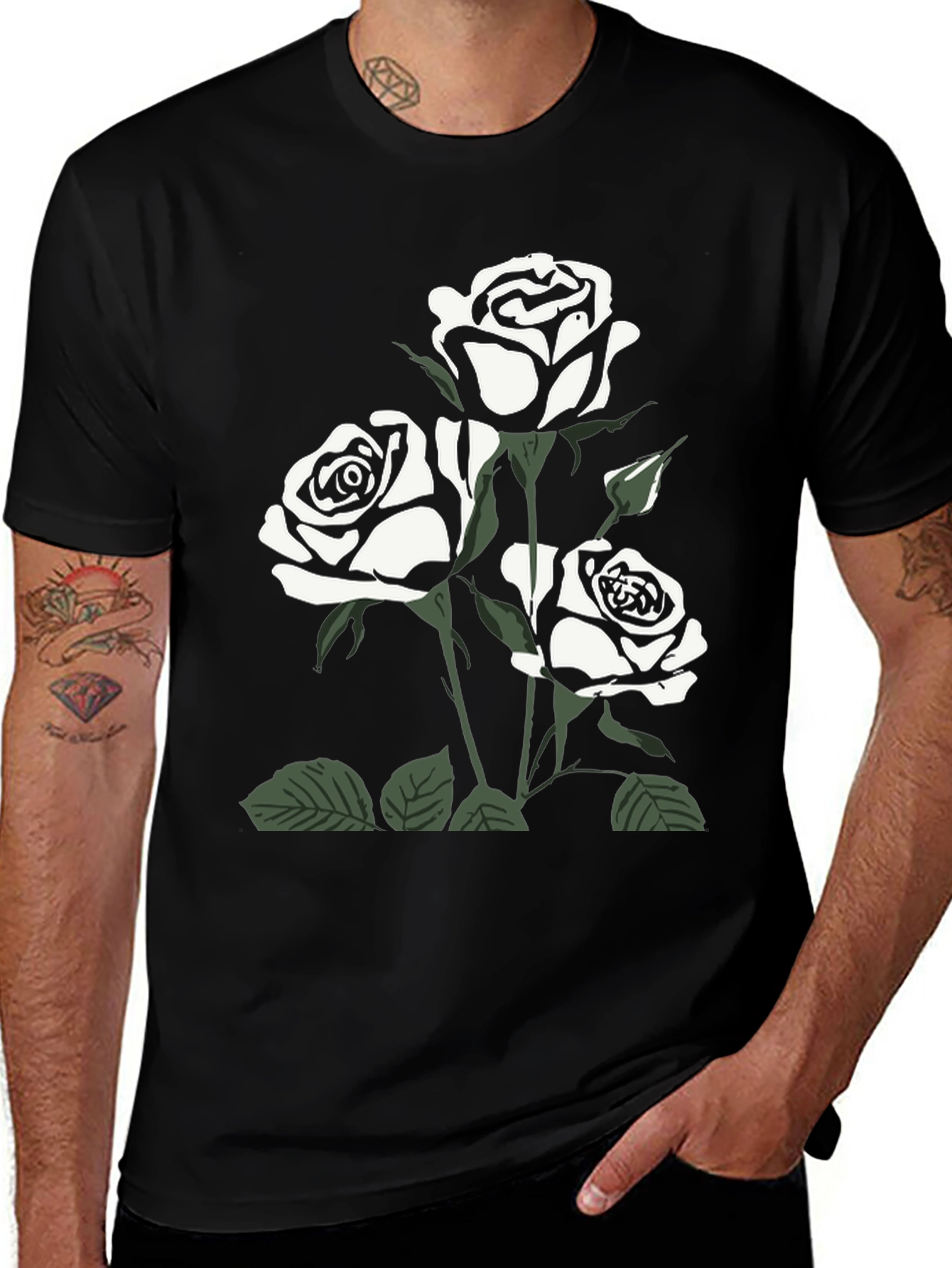 Variant 16 of Black Rose Graphic Tee for Men