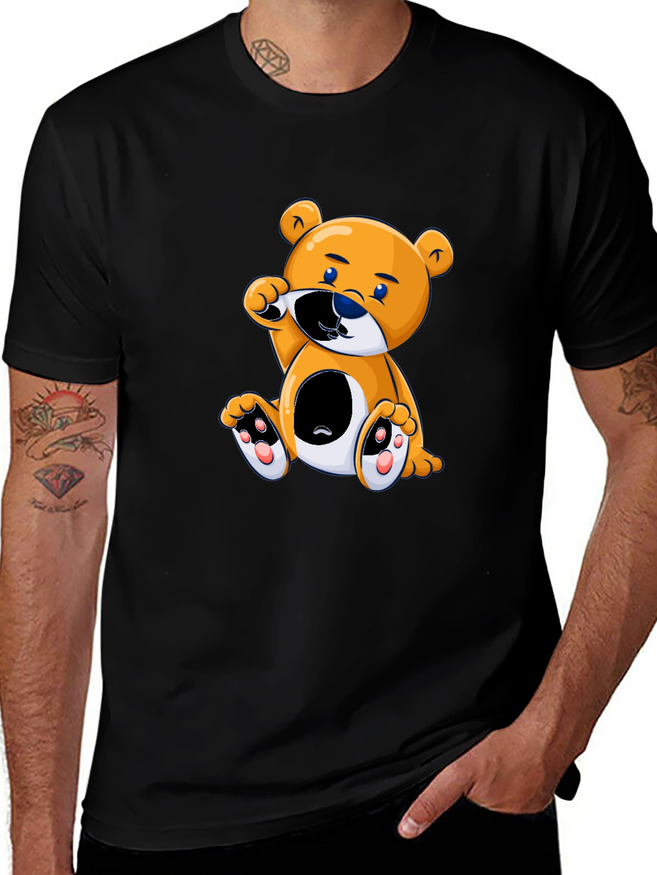 Variant 3 of Cute Cartoon Bear Black T-Shirt