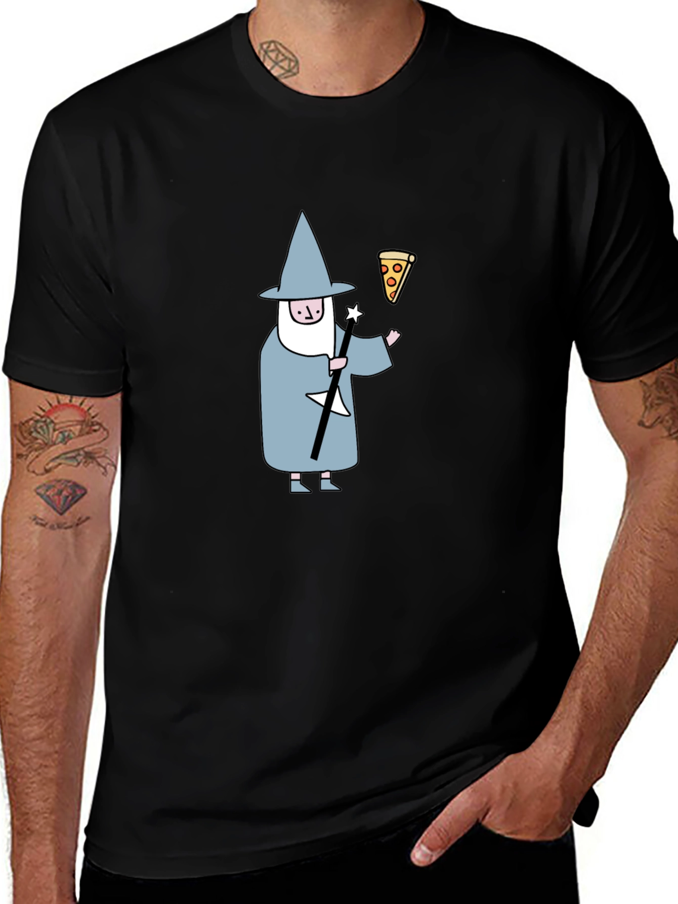 Variant 9 of Wizard and Pizza Slice Graphic Tee