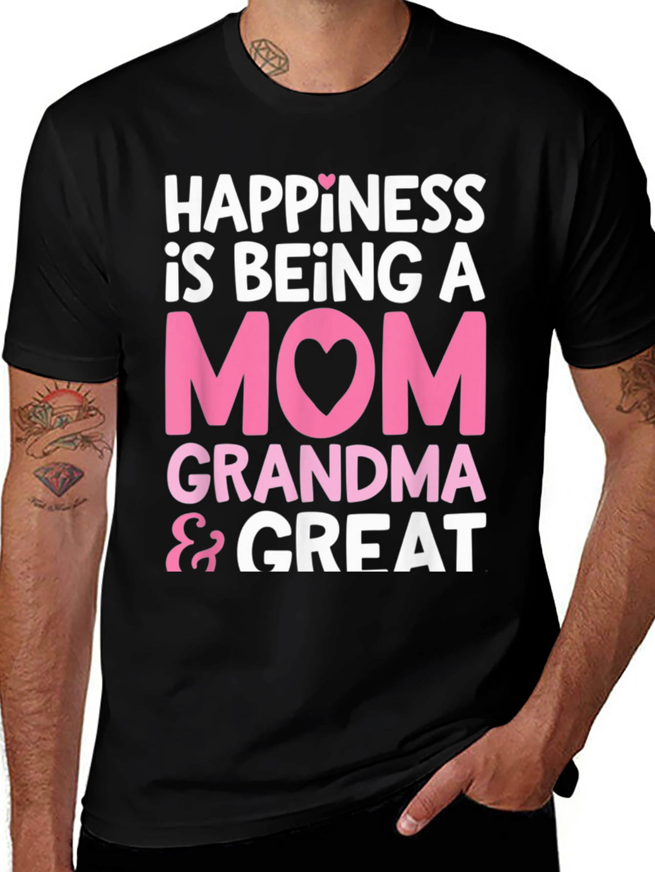 Black Happiness is Being A Mom, Grandma & Great T-Shirt main image