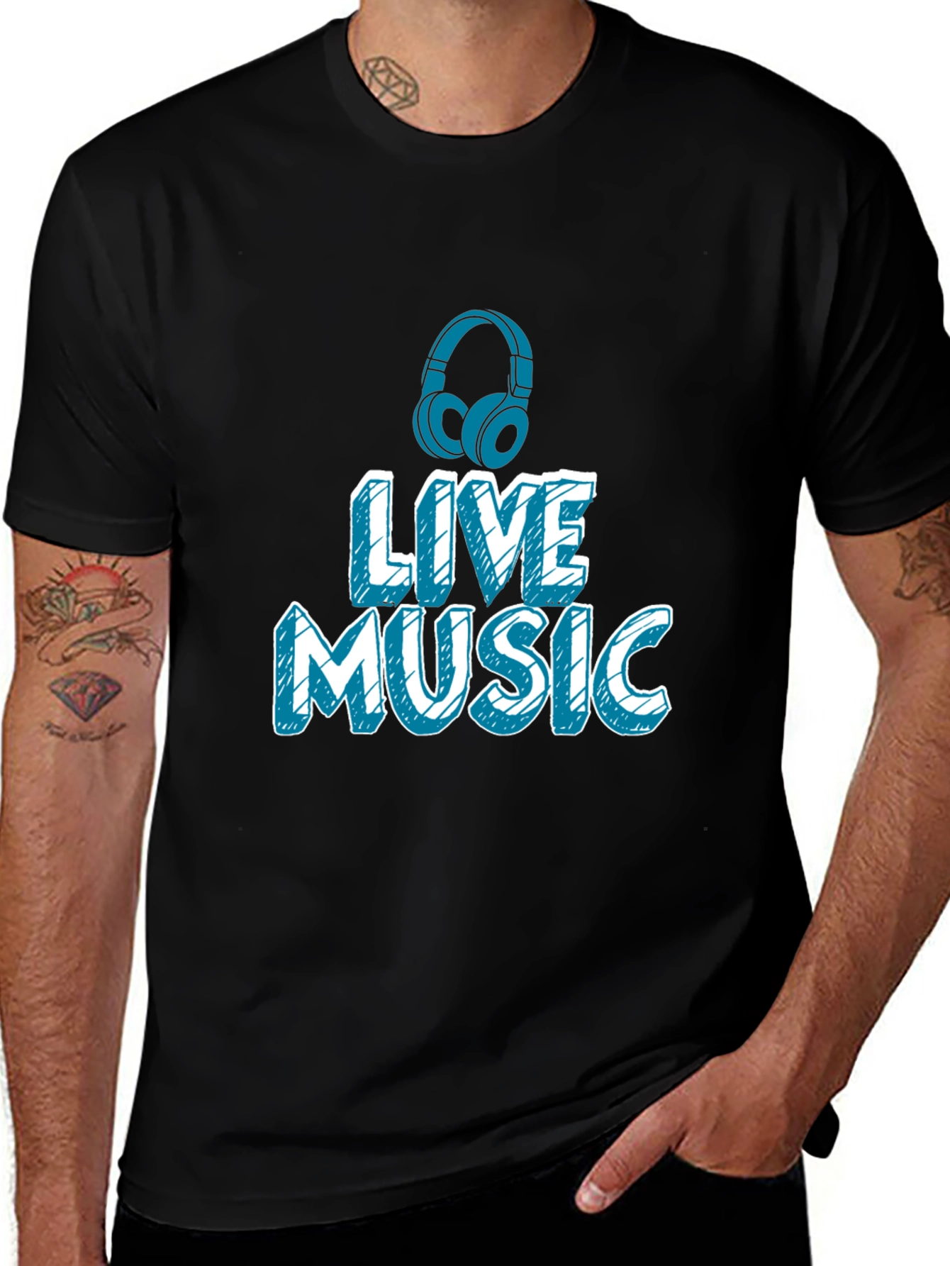 Variant 10 of Live Music Graphic Print Black T-Shirt