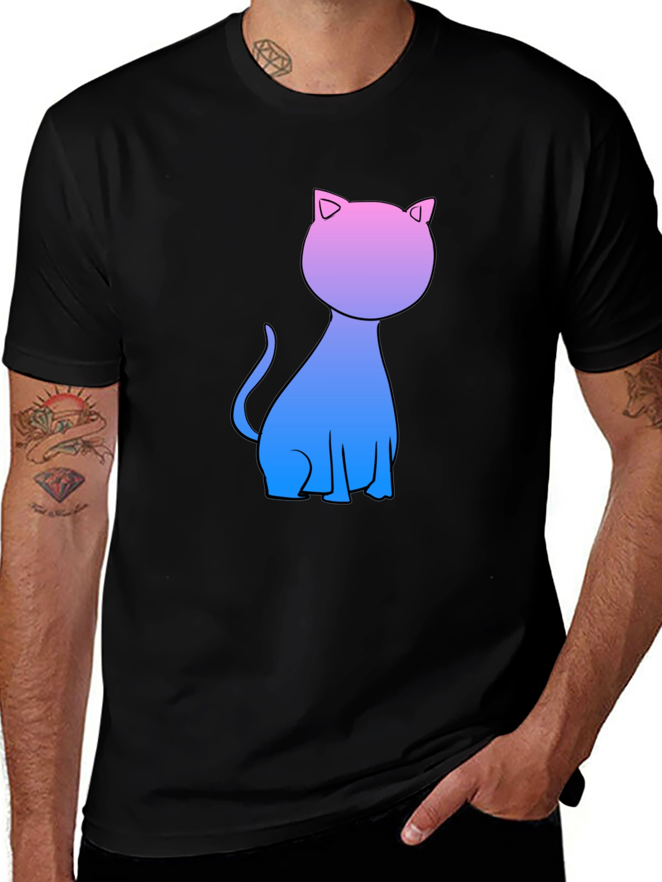 Variant 24 of Gradient Cat Graphic Tee - Stylish Comfort