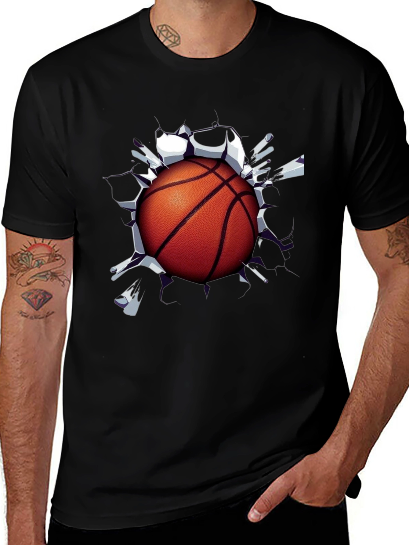 Variant 10 of Basketball Through Shirt Graphic Tee