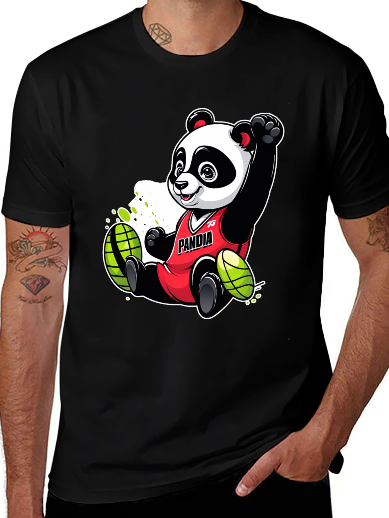 Variant 20 of PANDIA Bear T-Shirt - Black, Graphic Tee, Basketball Panda