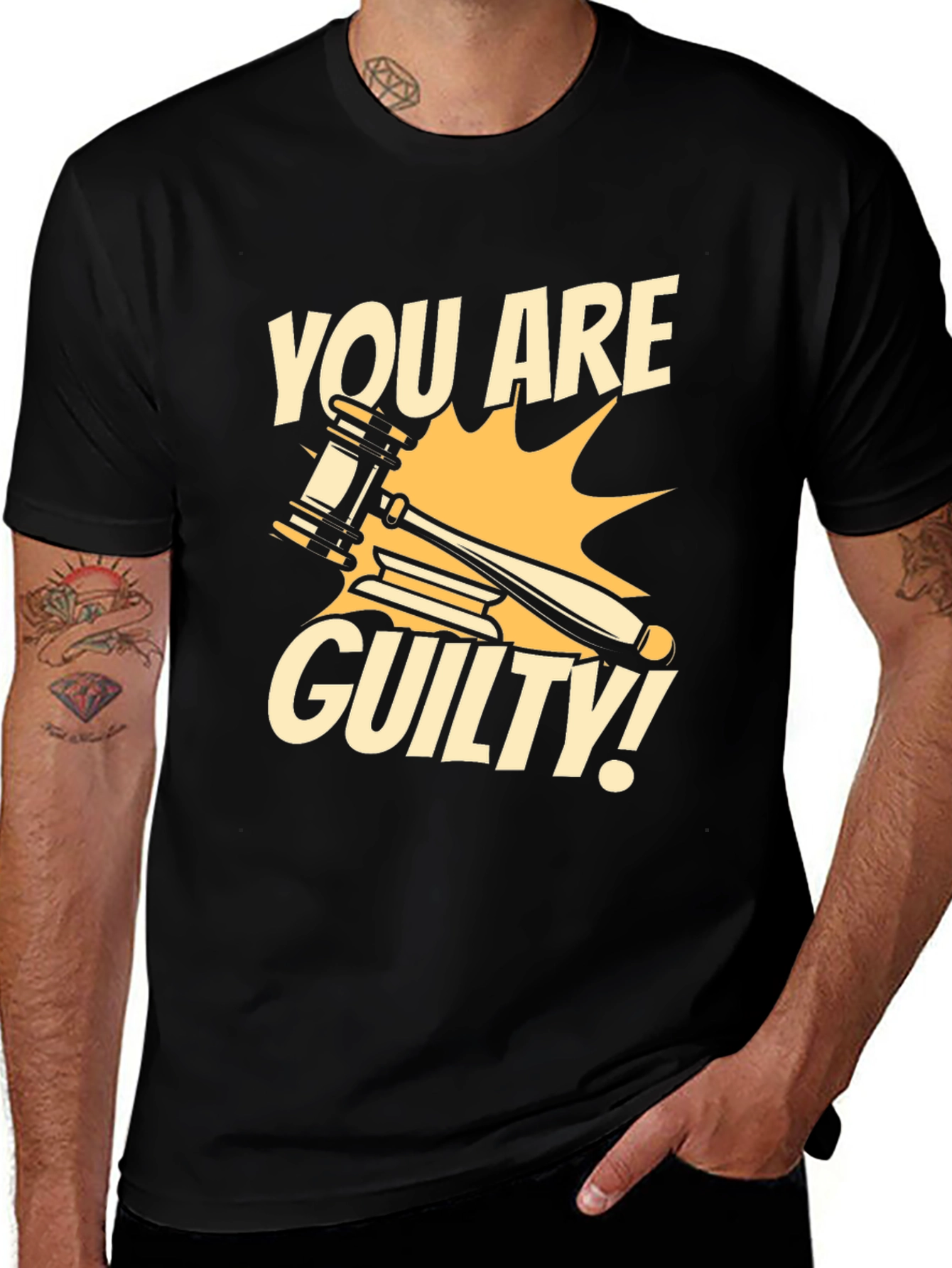You Are Guilty T-Shirt - Novelty Courtroom Gavel Design