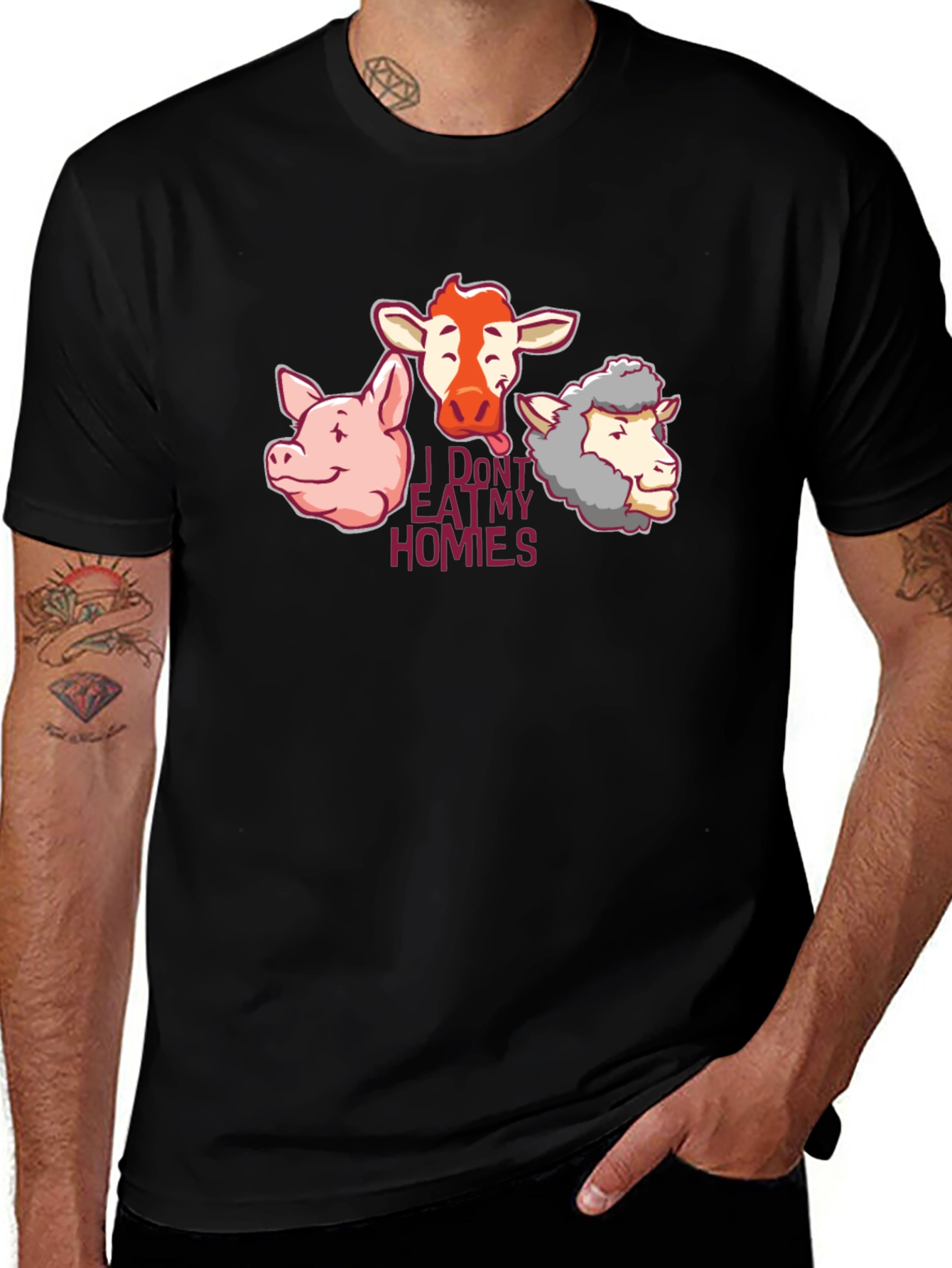 Variant 5 of Vegan Animal Graphic T-Shirt - I Don't Eat My Homies