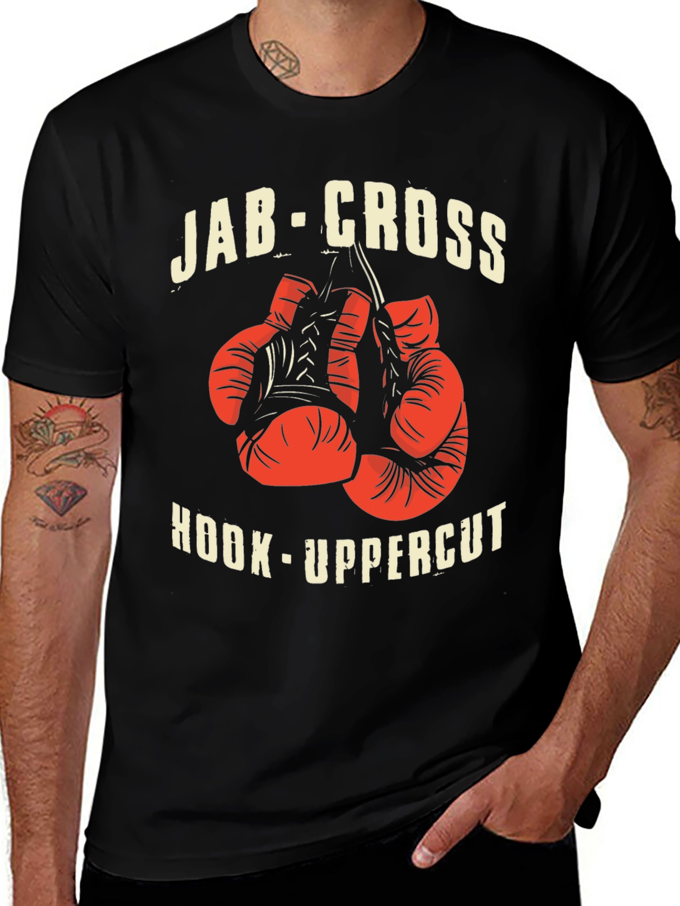 Variant 21 of Boxing Gloves Graphic T-Shirt - Jab Cross Hook Uppercut