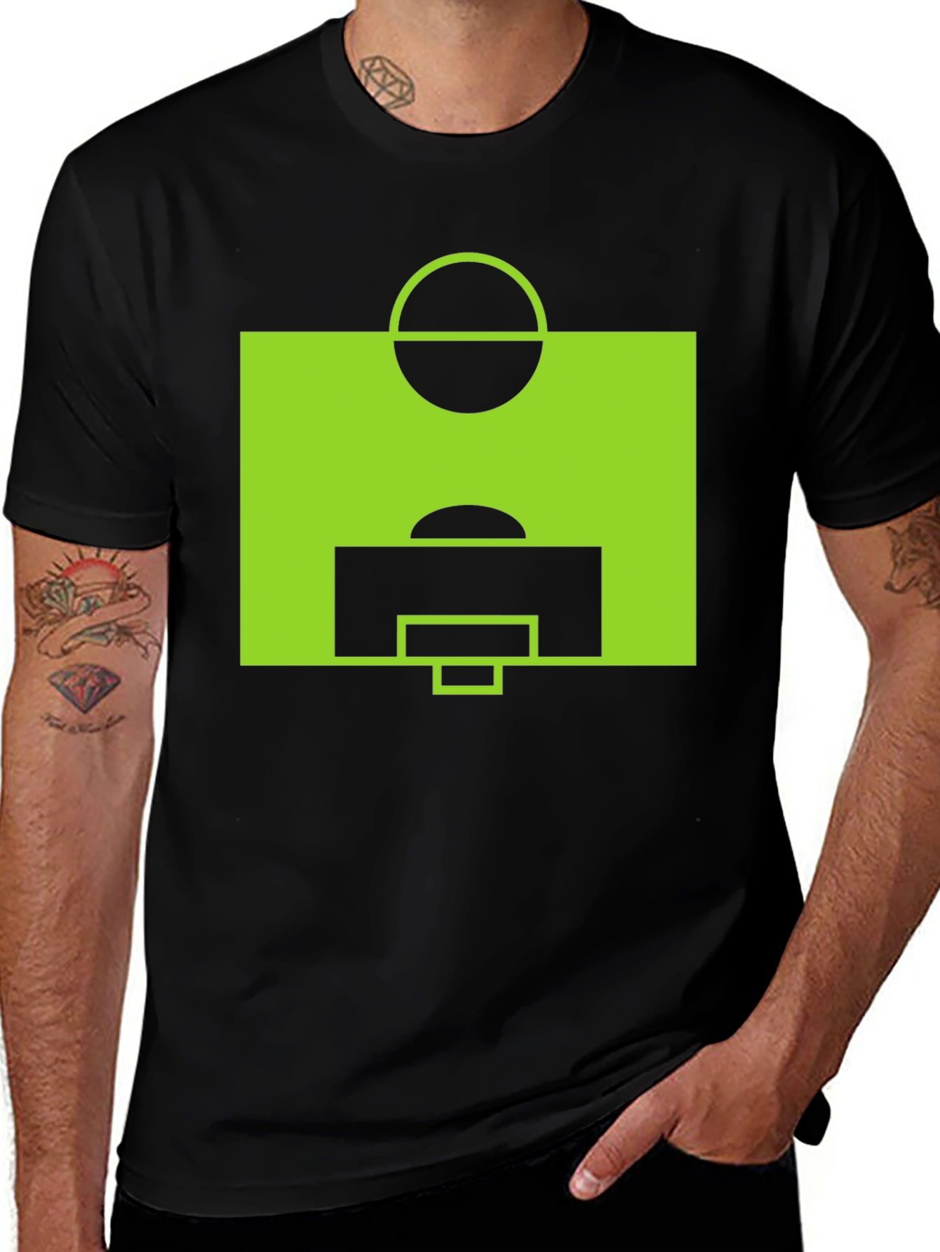 Variant 24 of Soccer Field Graphic Tee - Black Cotton