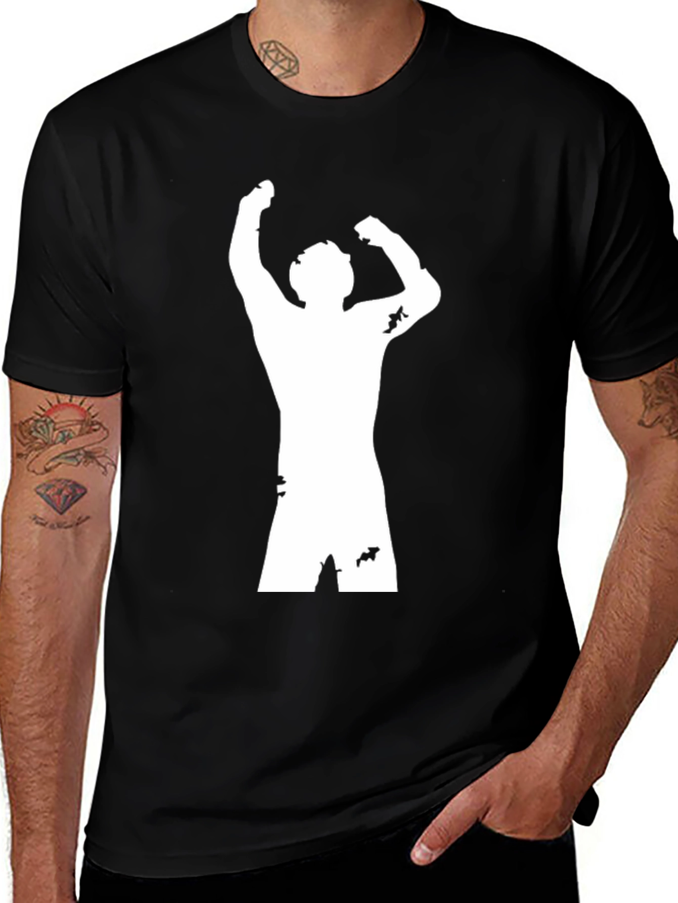 Variant 13 of Rocky Silhouette Graphic Black T-Shirt