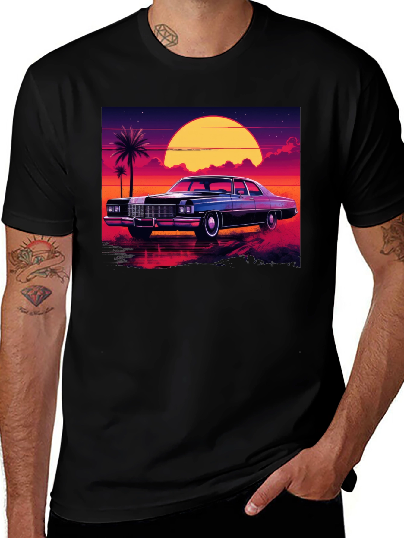 Variant 7 of Retro Car Sunset T-Shirt