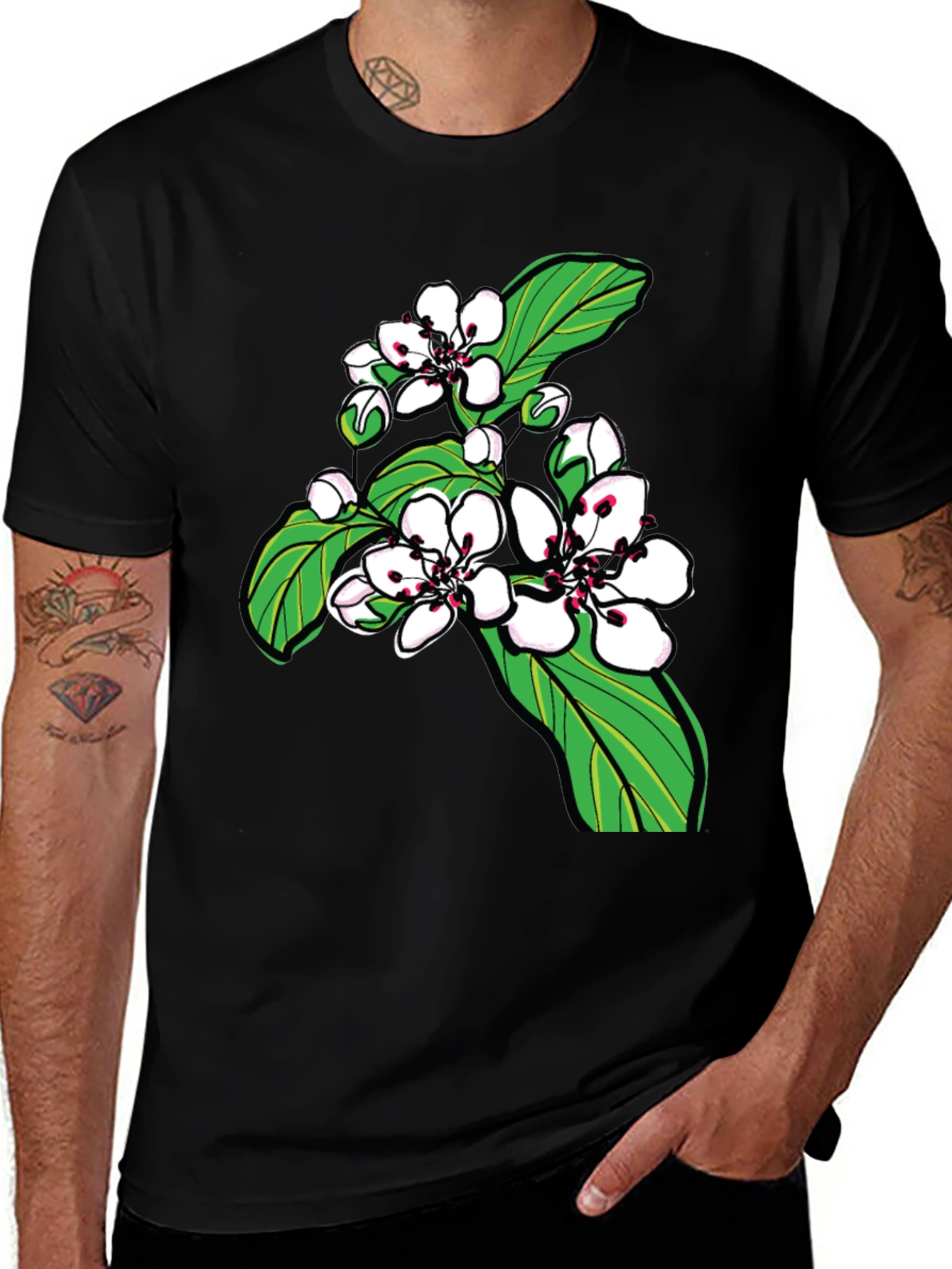 Variant 10 of Floral Graphic Black T-Shirt
