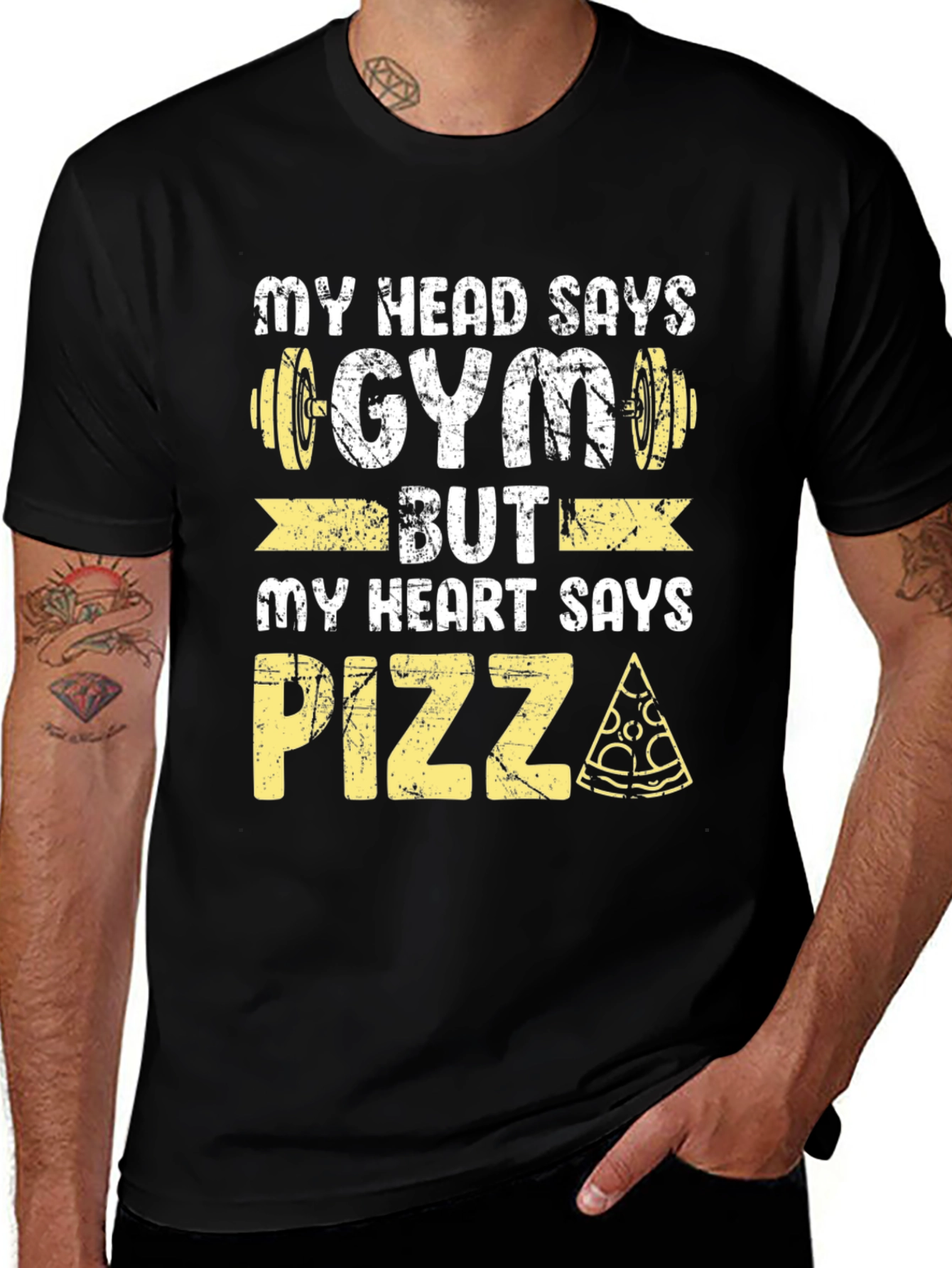 Black Gym vs. Pizza Graphic Tee - Funny Workout Shirt main image