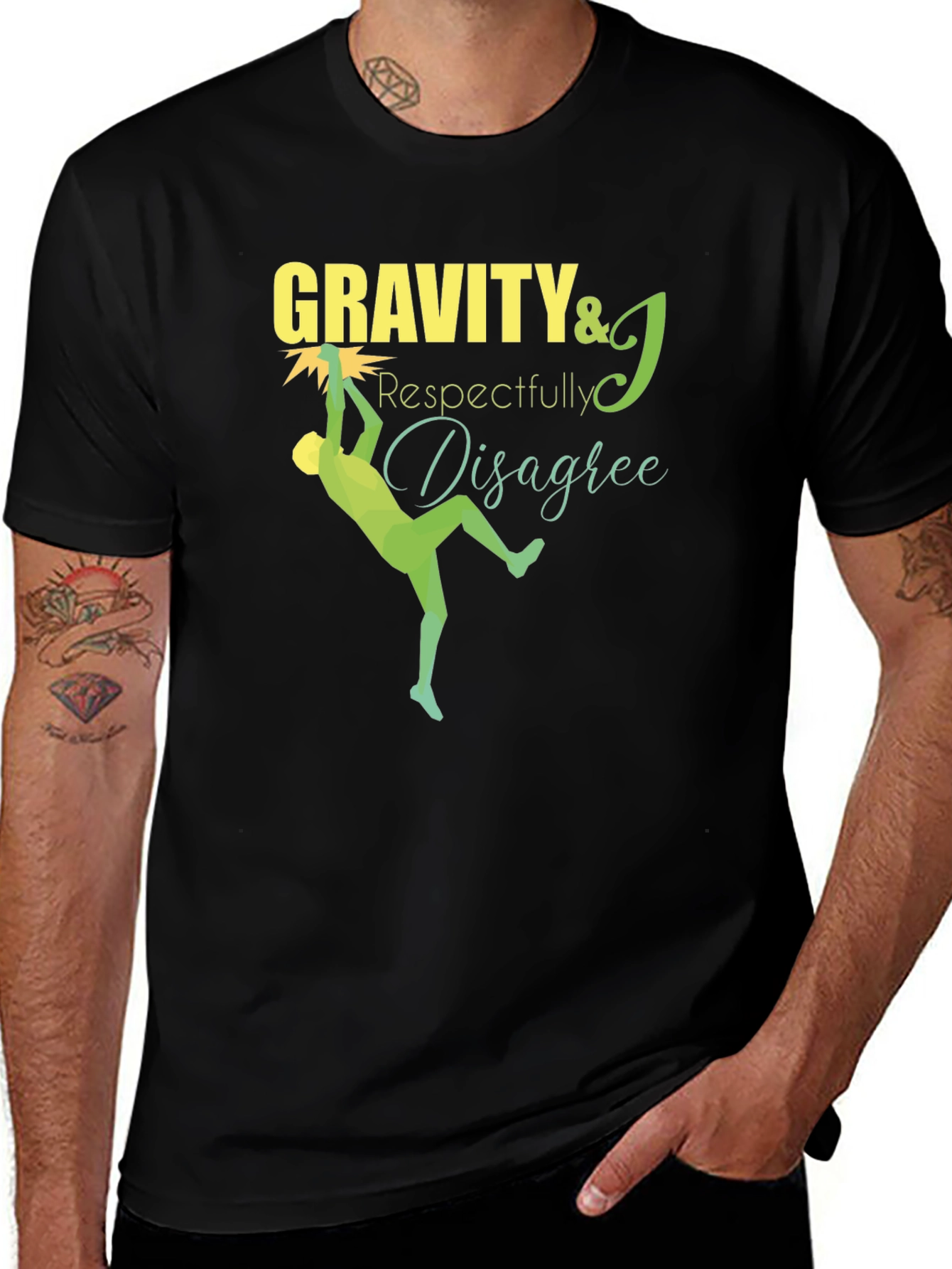 Variant 11 of Gravity Respectfully Disagree Black T-Shirt