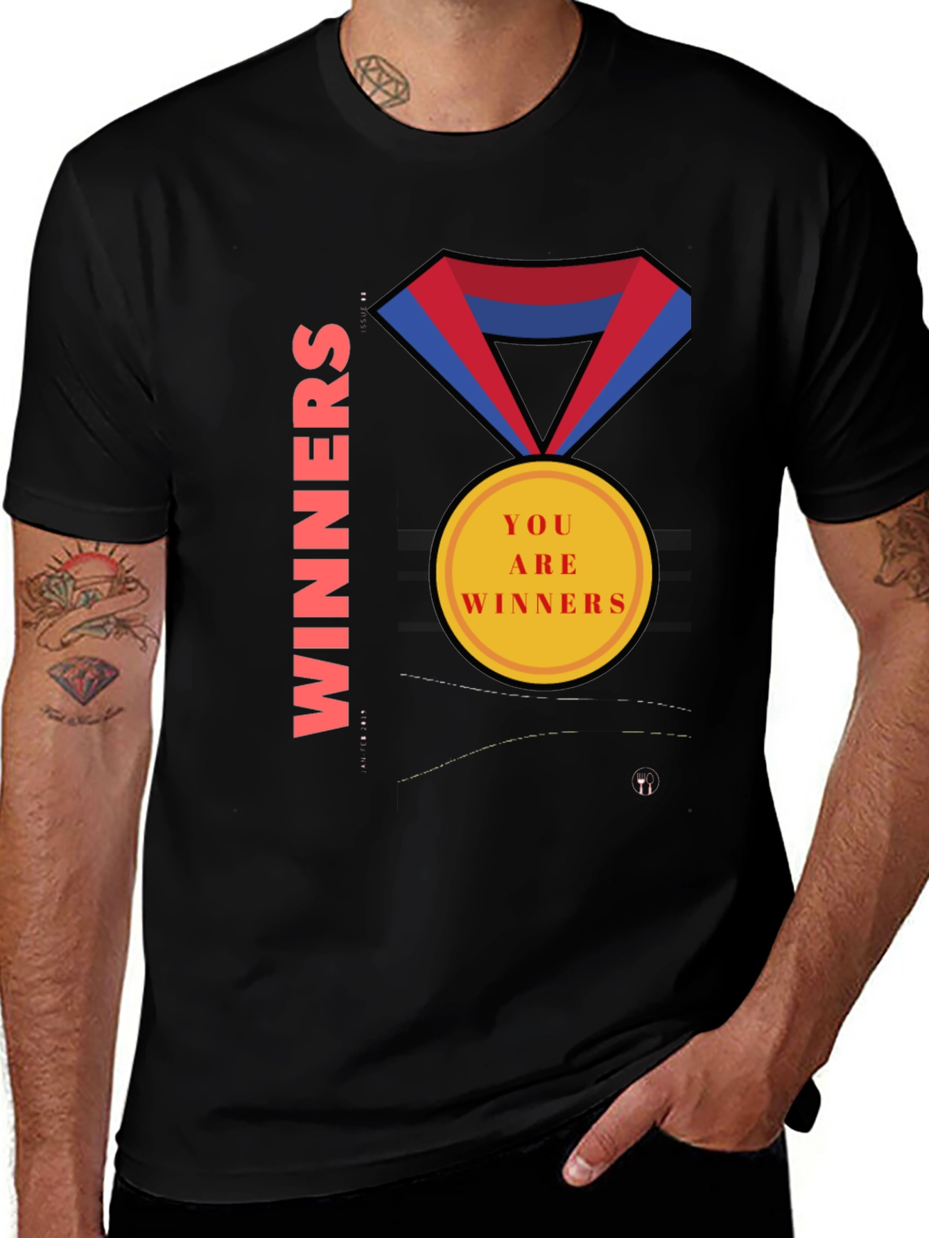 Variant 2 of Winners Graphic Tee - Black Cotton T-Shirt