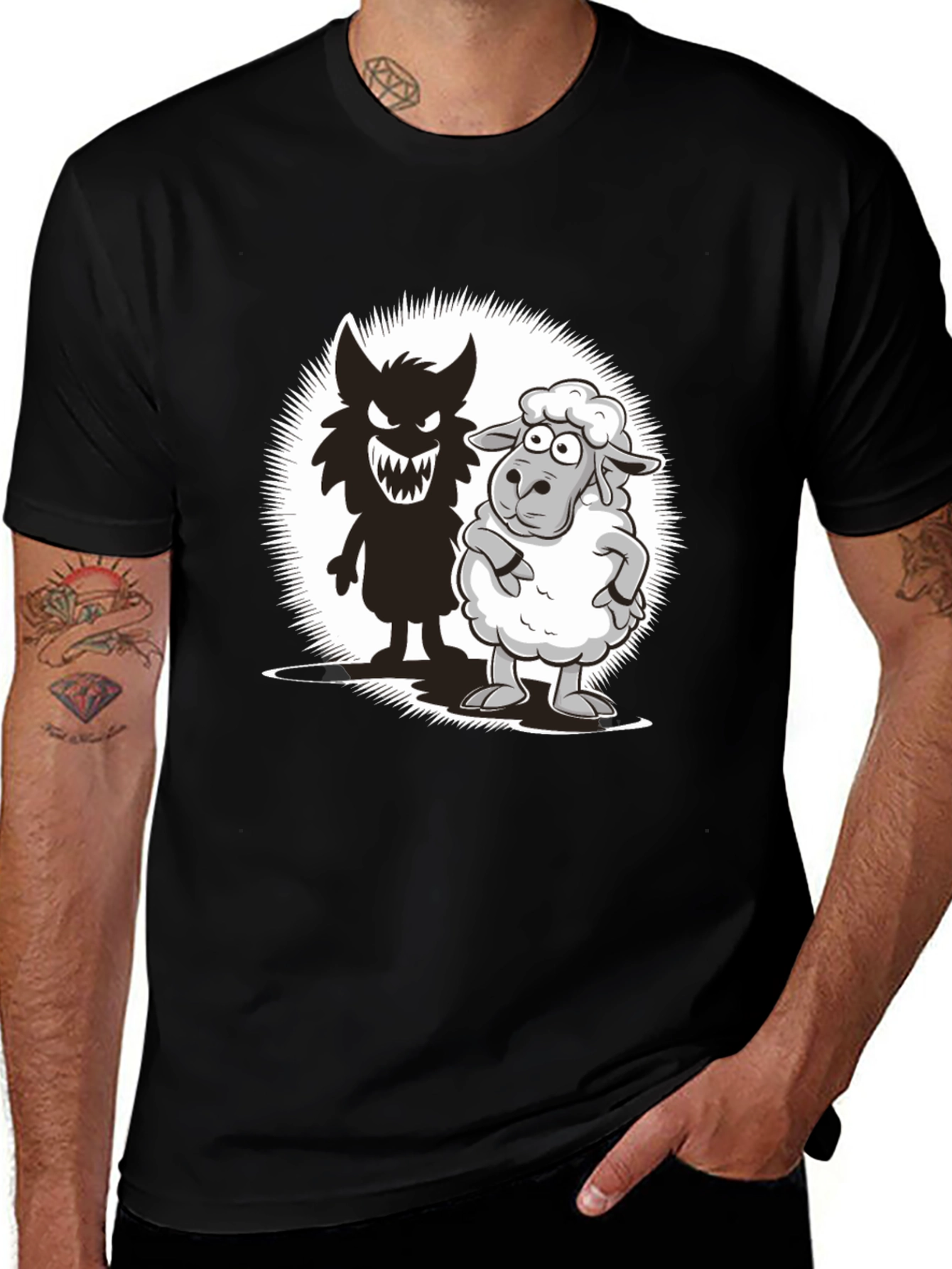Wolf in Sheep's Clothing Graphic T-Shirt - Black