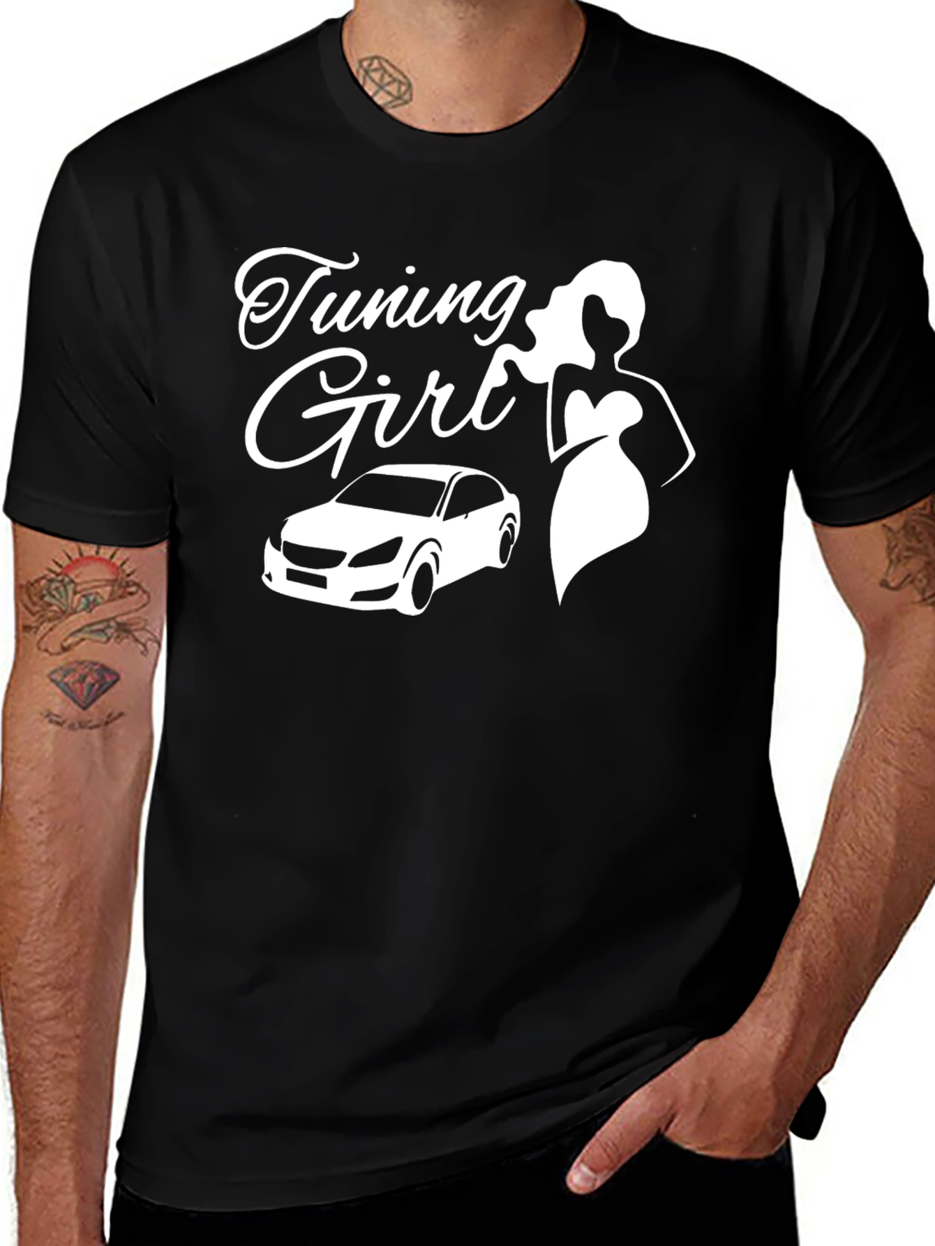 Tuning Girl Car Enthusiast Black T-Shirt