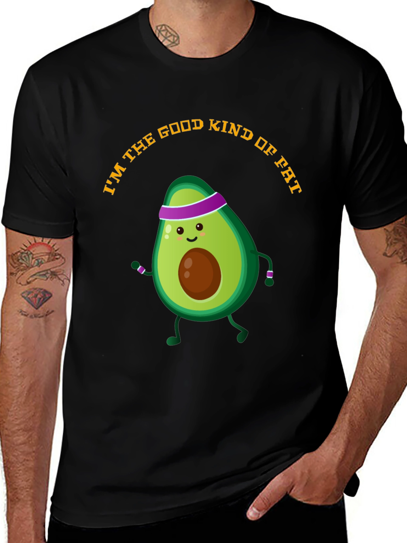 Black Avocado Gym Humor T-Shirt - Good Kind of Fat main image