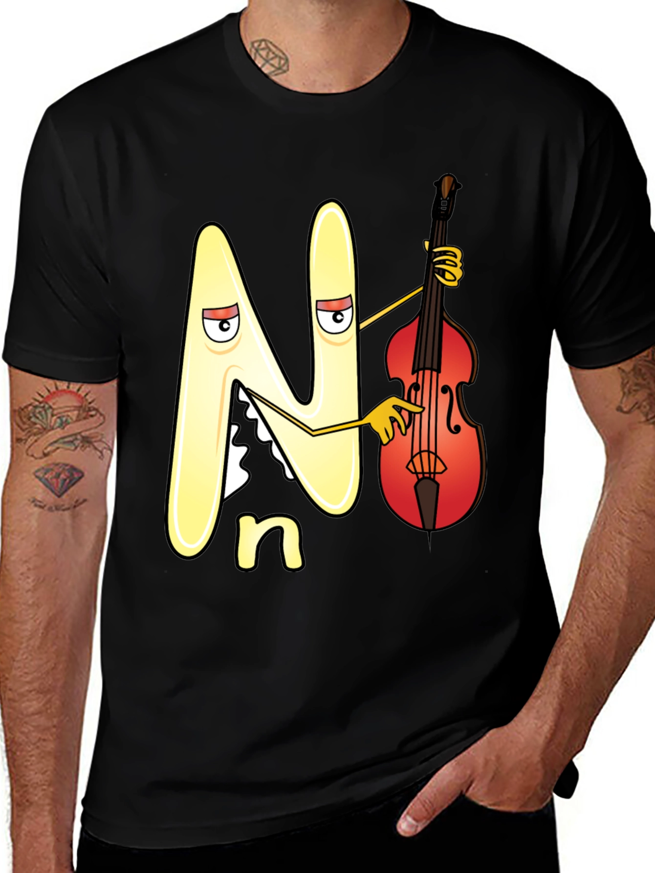 Musical Letter N Black T-Shirt