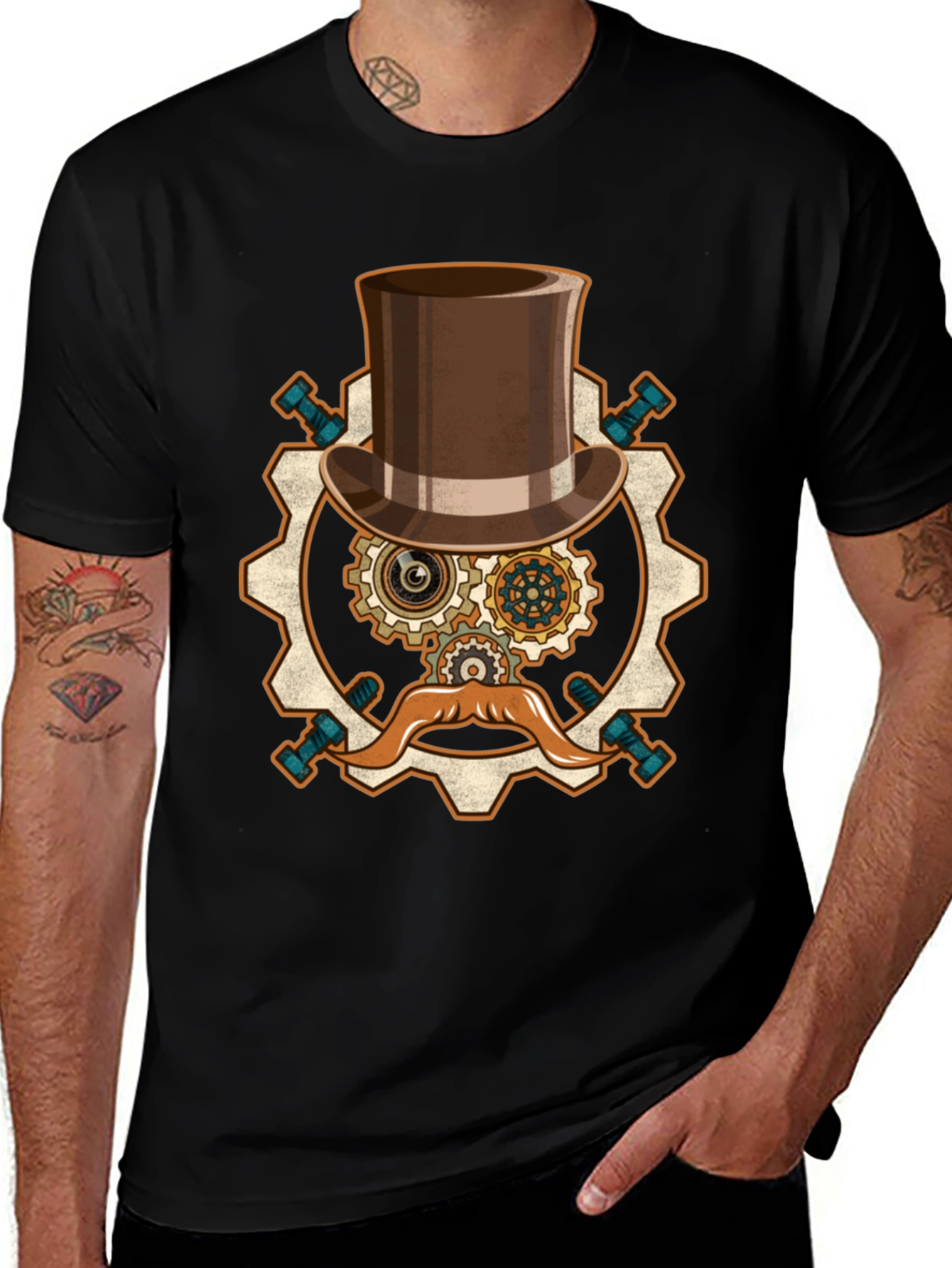 Variant 29 of Steampunk Gear Head T-Shirt - Unique Design!