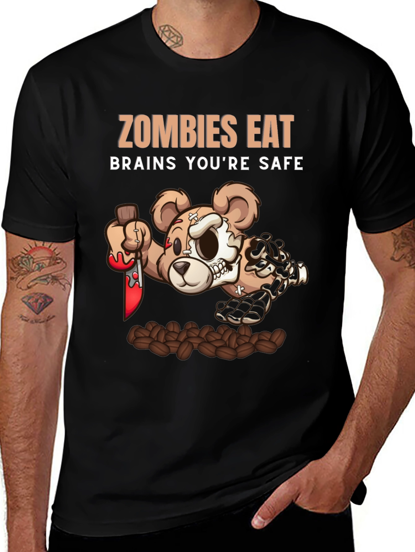 Variant 13 of Zombie Bear Brains T-Shirt Funny Halloween Tee