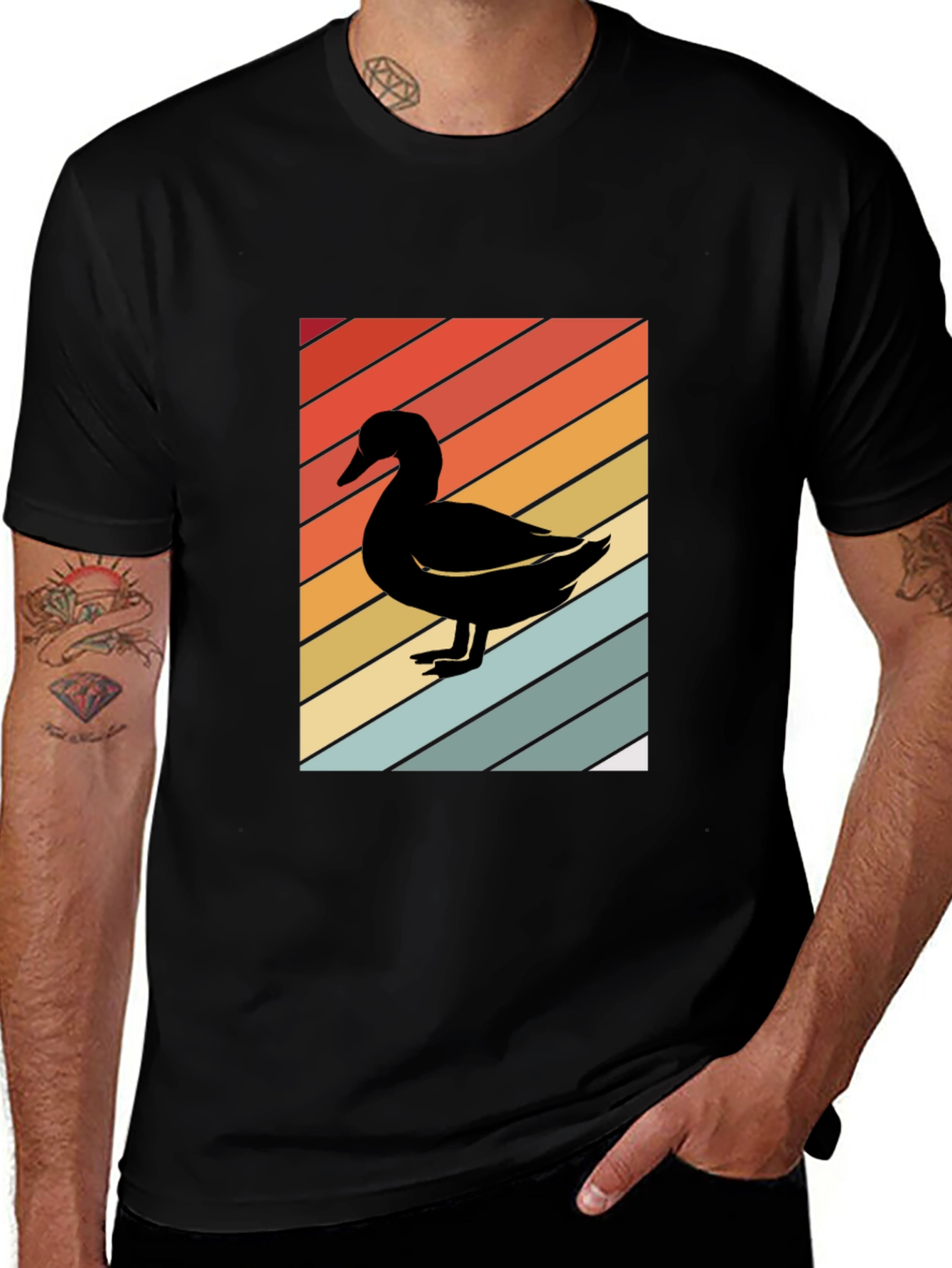 Variant 30 of Retro Duck Graphic Black T-Shirt