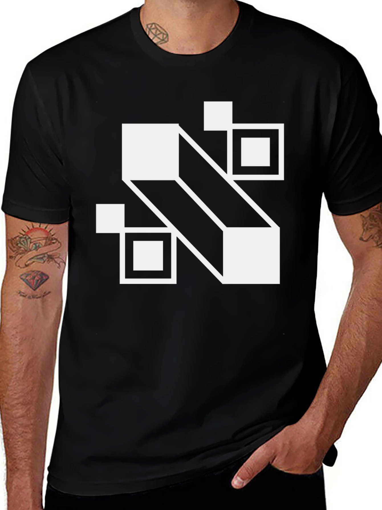 Variant 16 of Abstract Geometric Squares Black T-Shirt