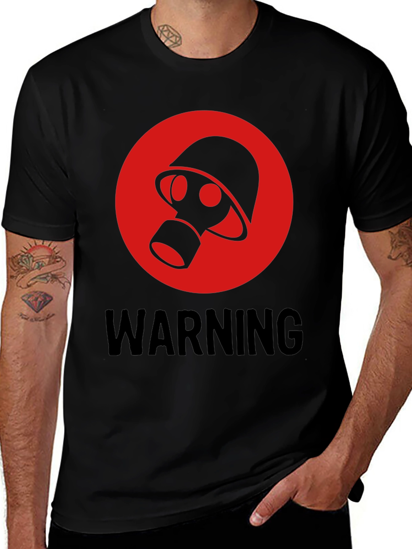 Variant 14 of Warning Gas Mask Graphic Tee - Black