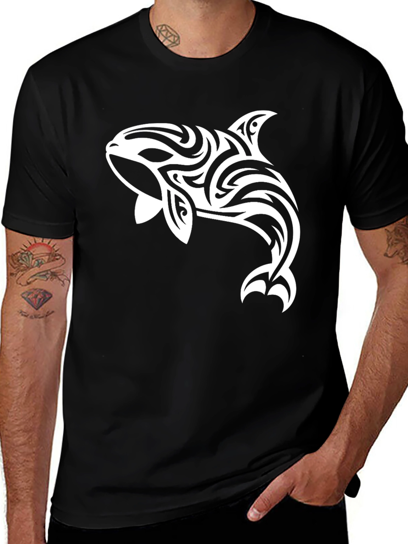Tribal Orca Black T-Shirt