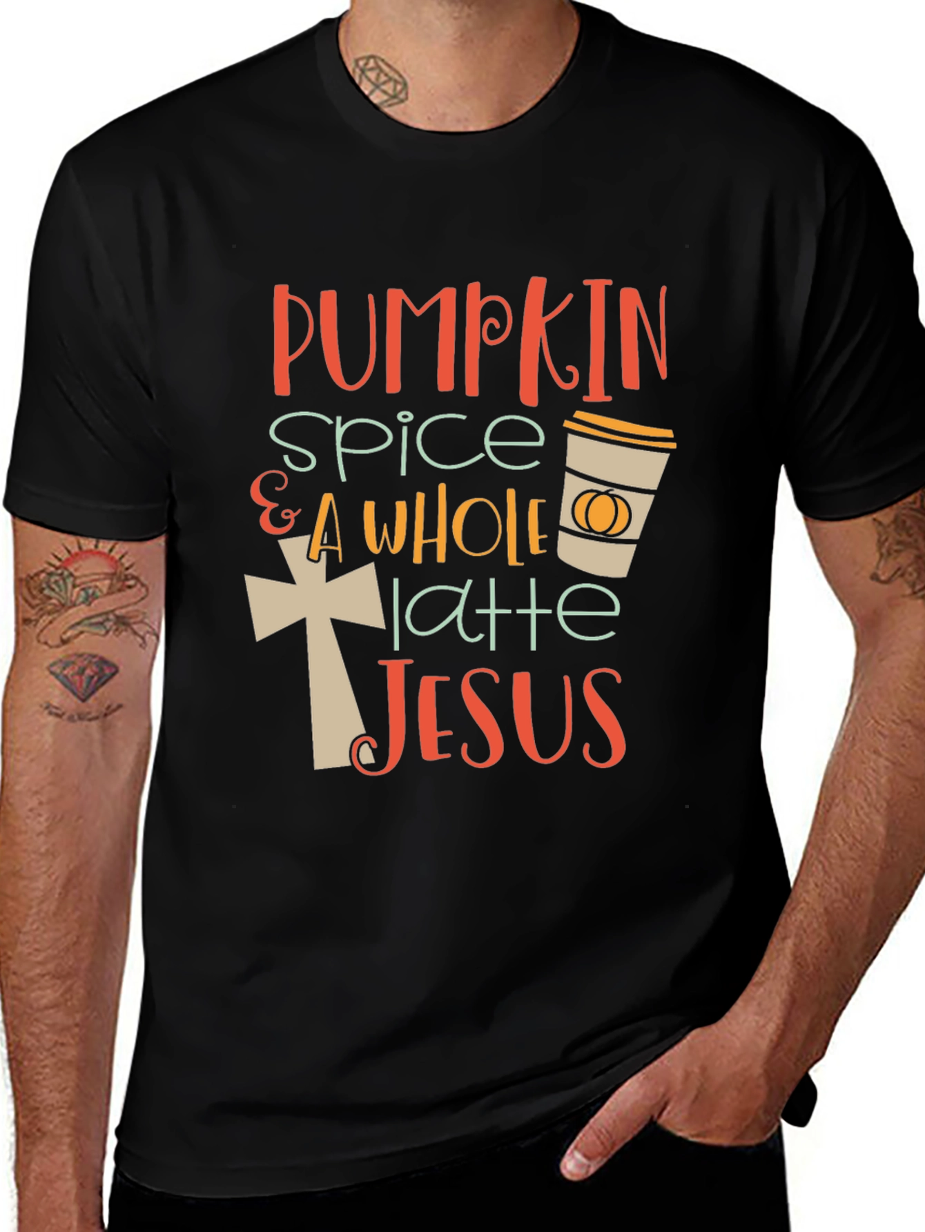Pumpkin Spice & Jesus Black Graphic Tee
