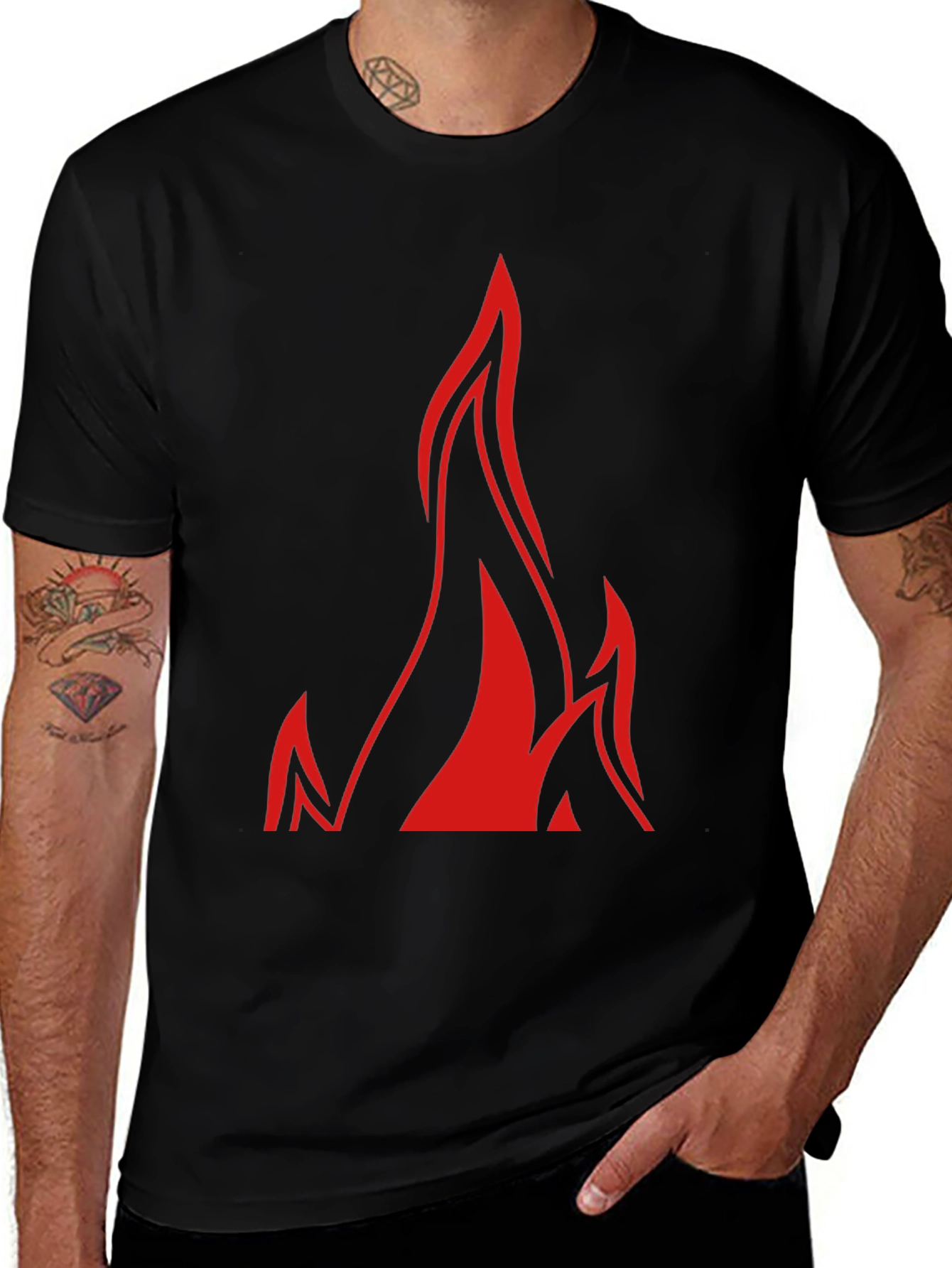 Variant 11 of Bold Flame Graphic Black T-Shirt