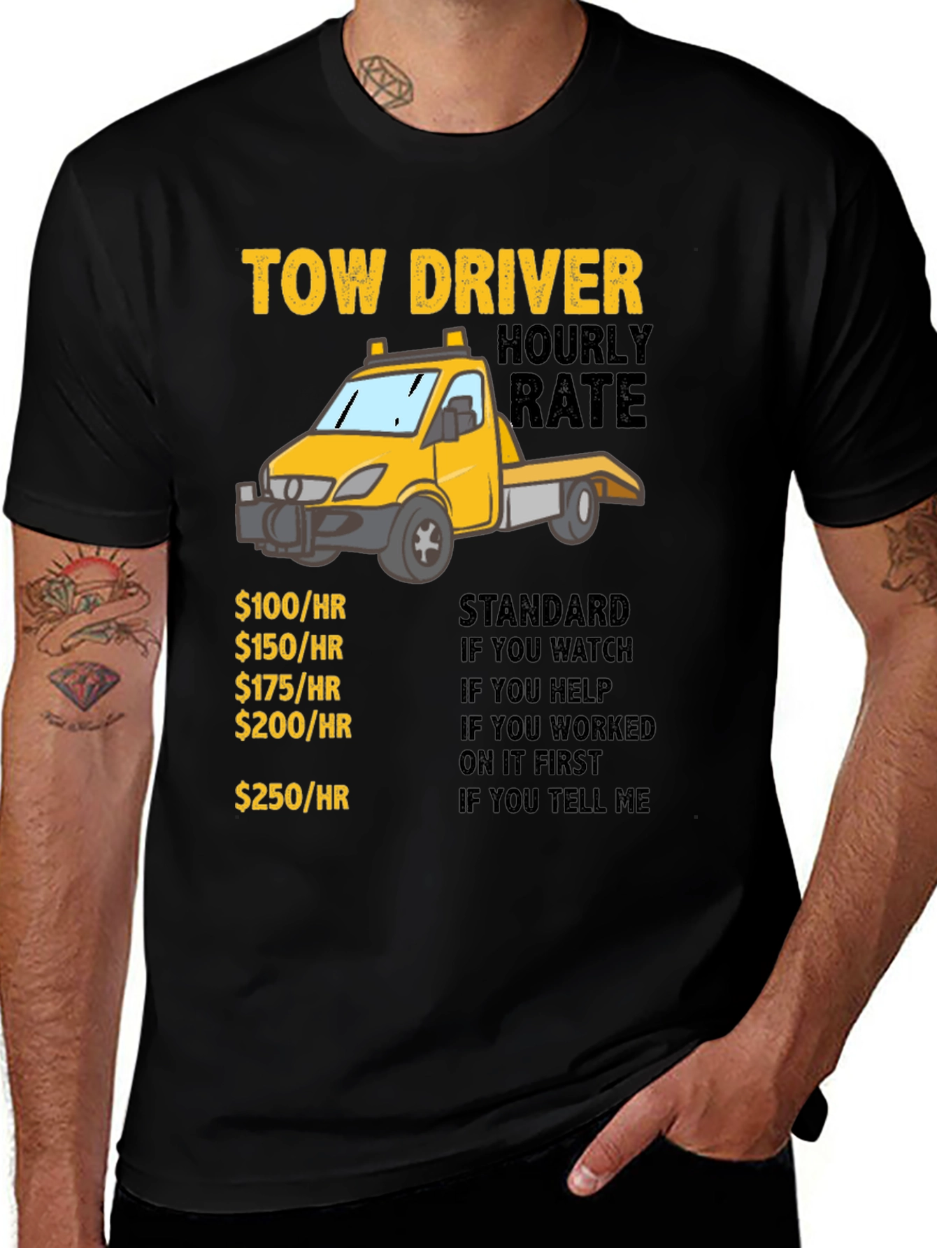 Black Tow Driver Hourly Rate T-Shirt main image