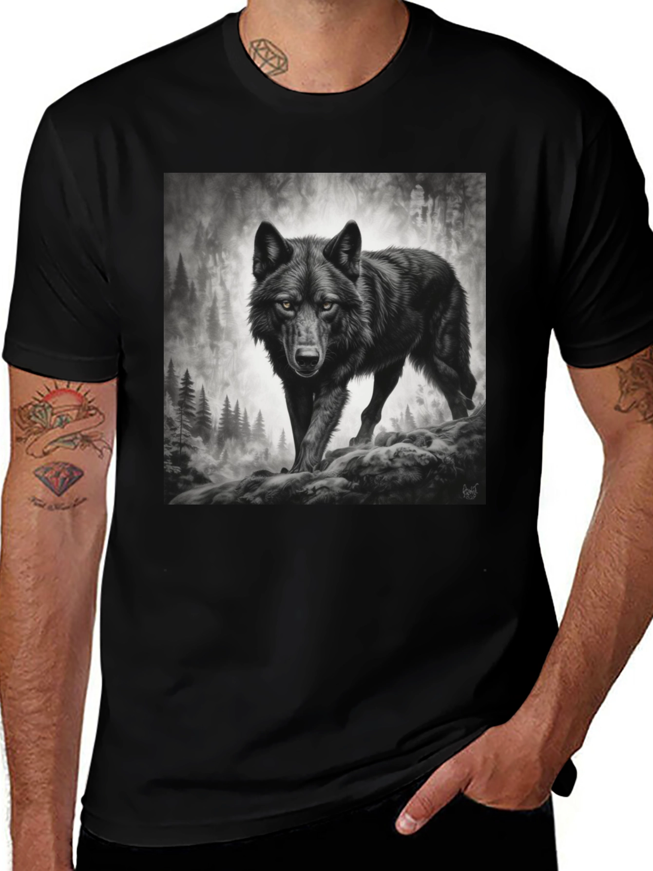 Variant 12 of Black Wolf Graphic Tee - Men's Short Sleeve Shirt