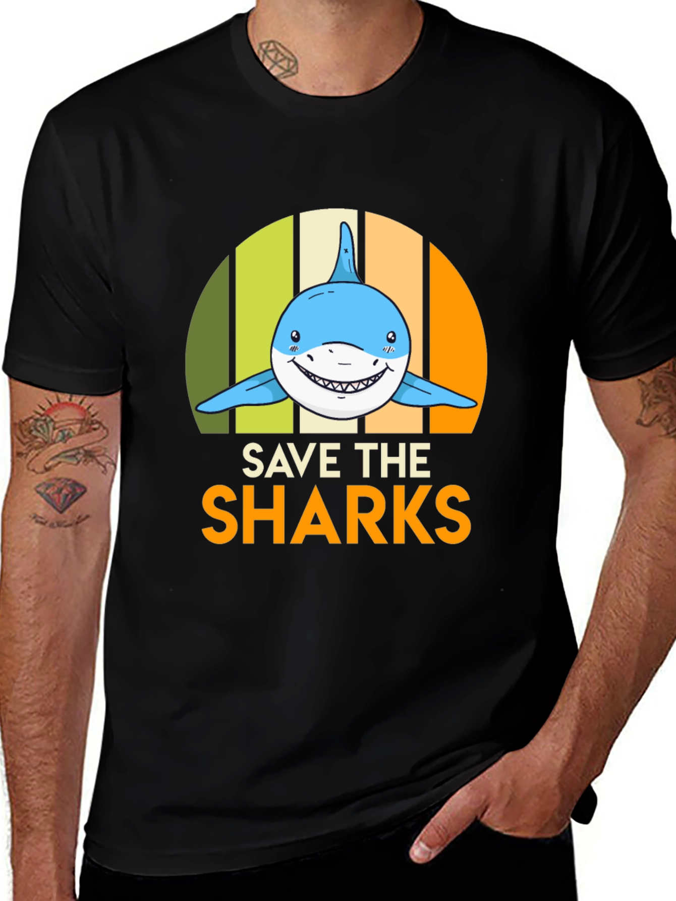 Variant 15 of Save the Sharks Graphic T-Shirt - Black