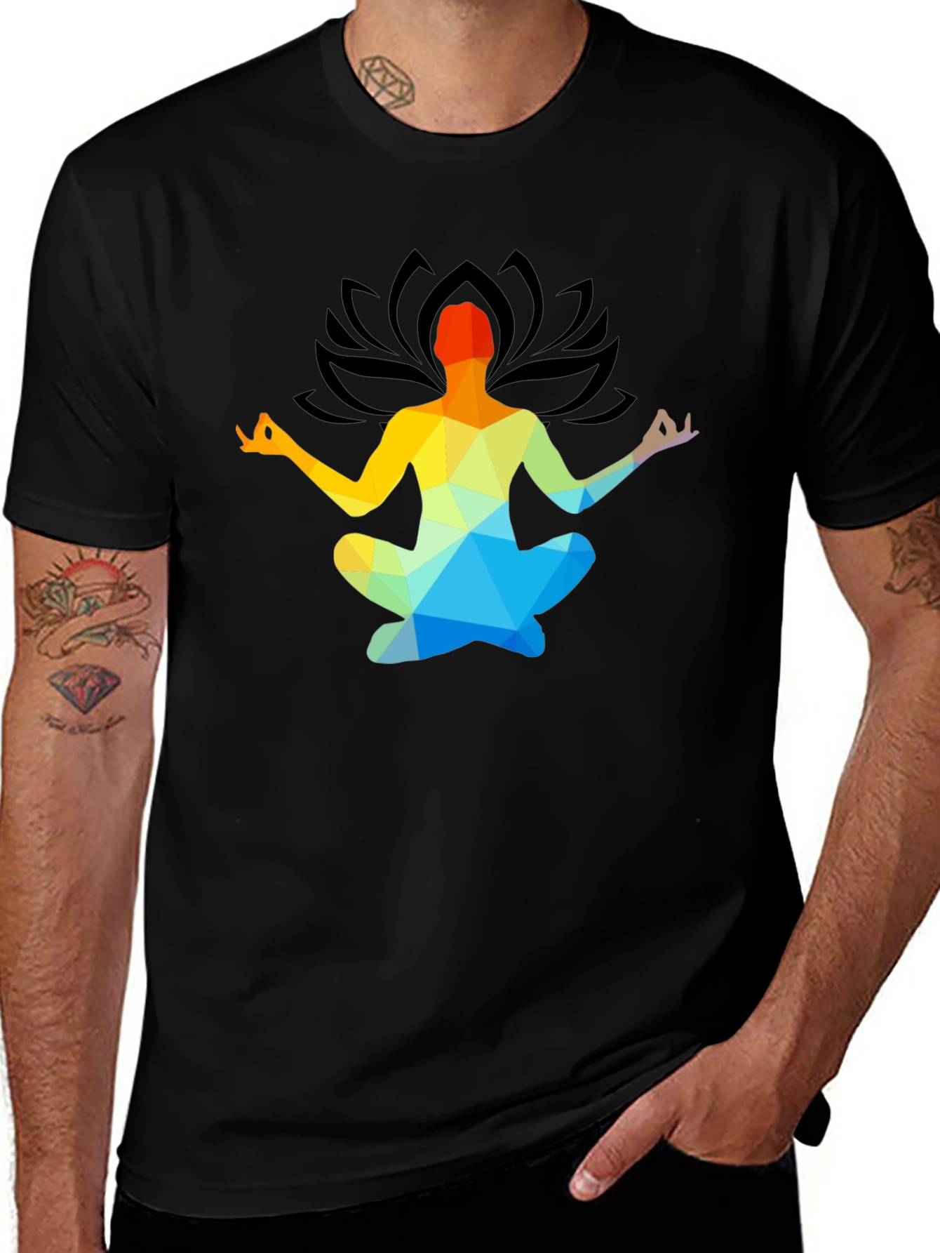 Variant 30 of Meditative Geometric Lotus Pose T-Shirt